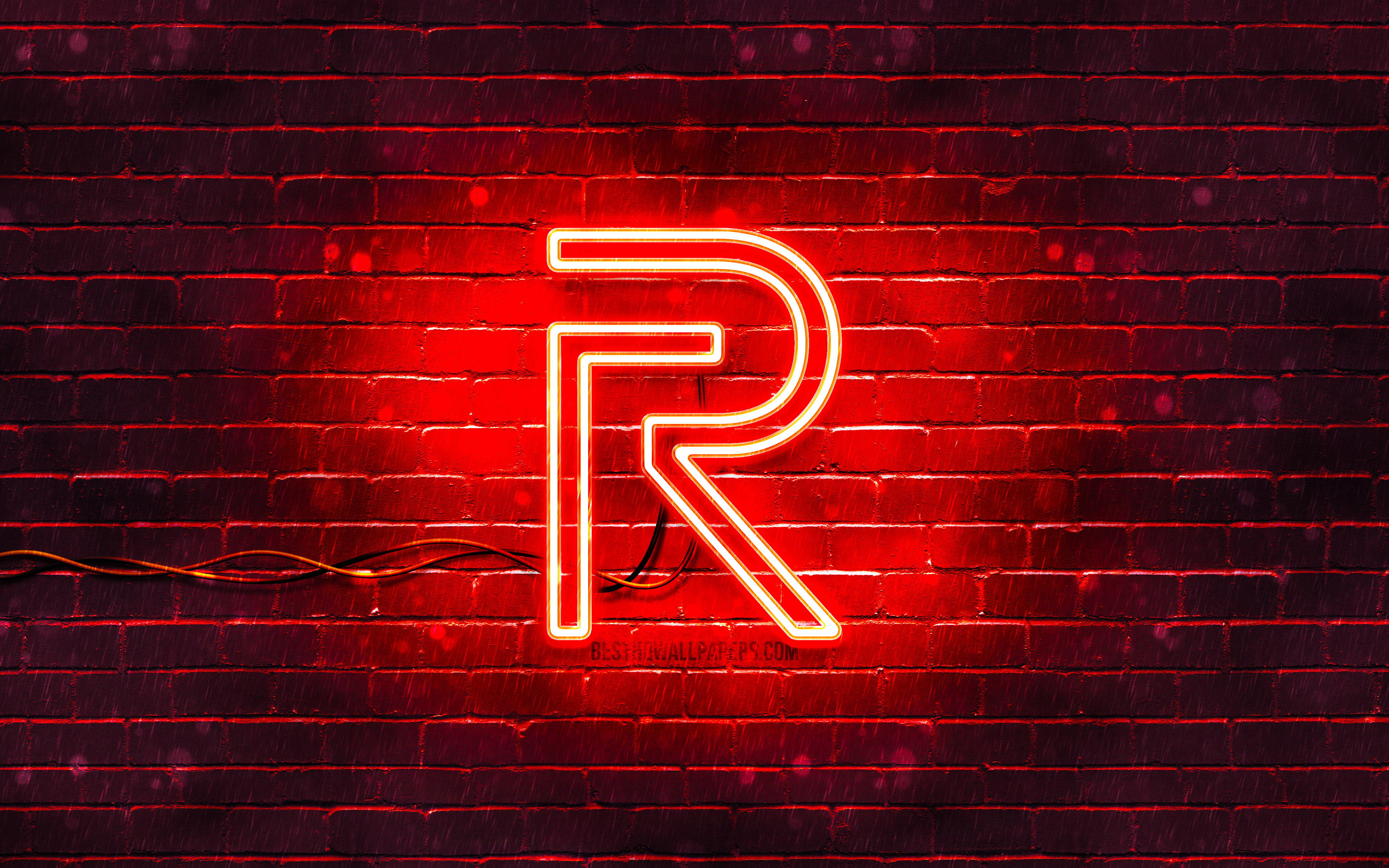 Letrero de neón rojo del logo de Realme Fondos de pantalla