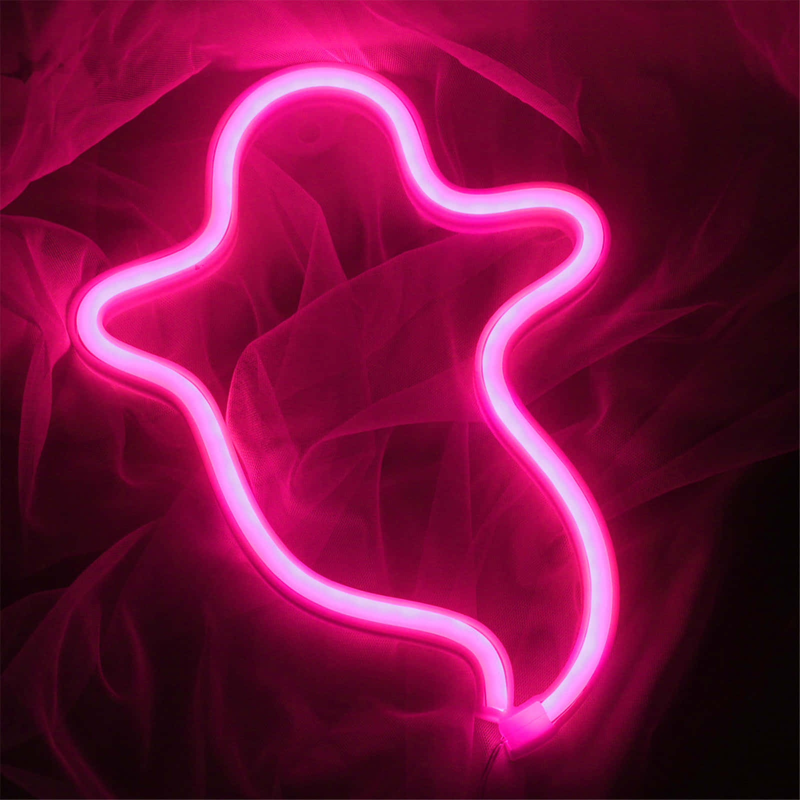 Letrero Fantasma Neón Rosa de Halloween Fondos de pantalla