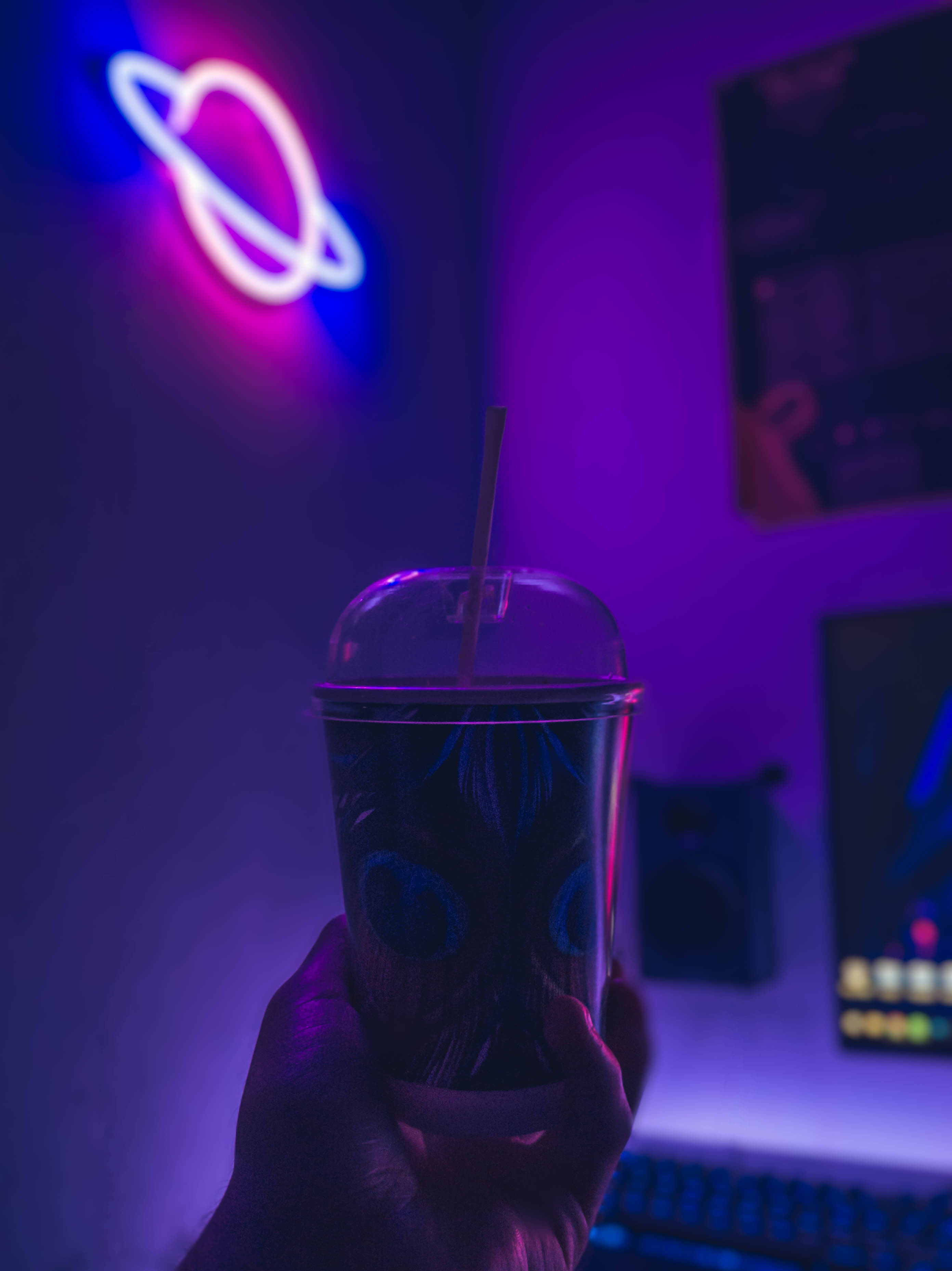 Letrero LED estético morado neón Fondos de pantalla