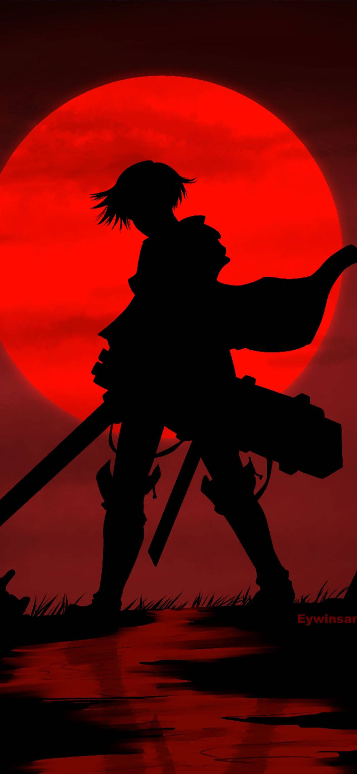 Levi Silueta Luna Roja Attack on Titan iPhone Fondos de pantalla
