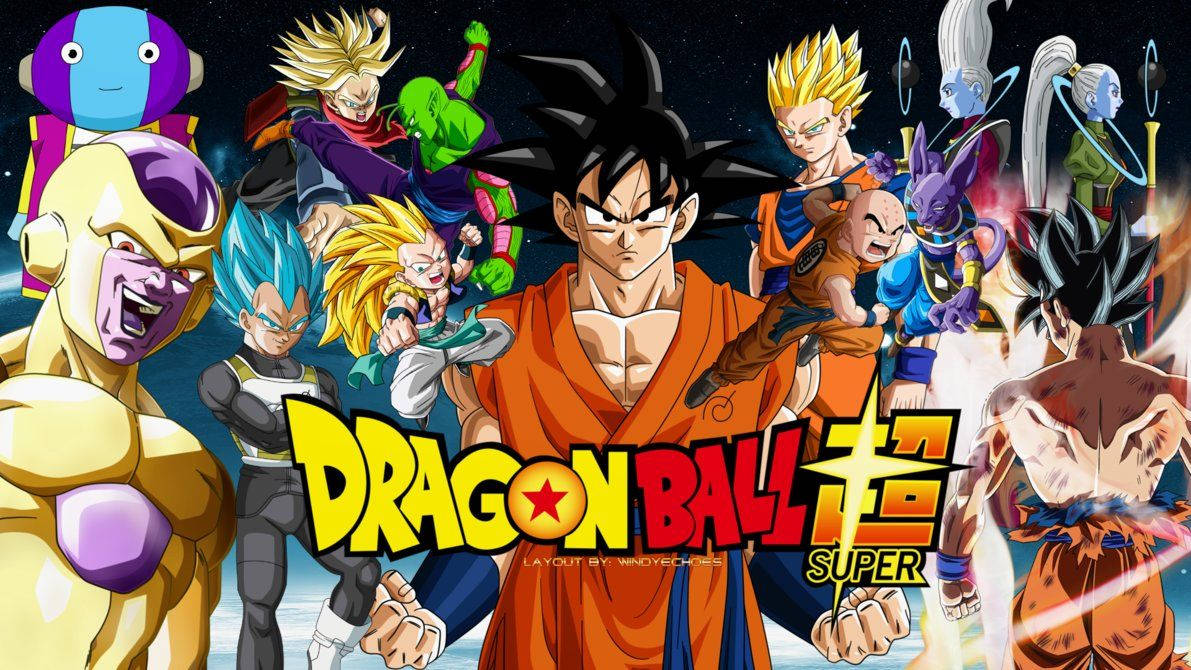 Dragon Ball Super Broly Goku, Vegeta y otros personajes con villanos. Anime popular en todo el mundo.