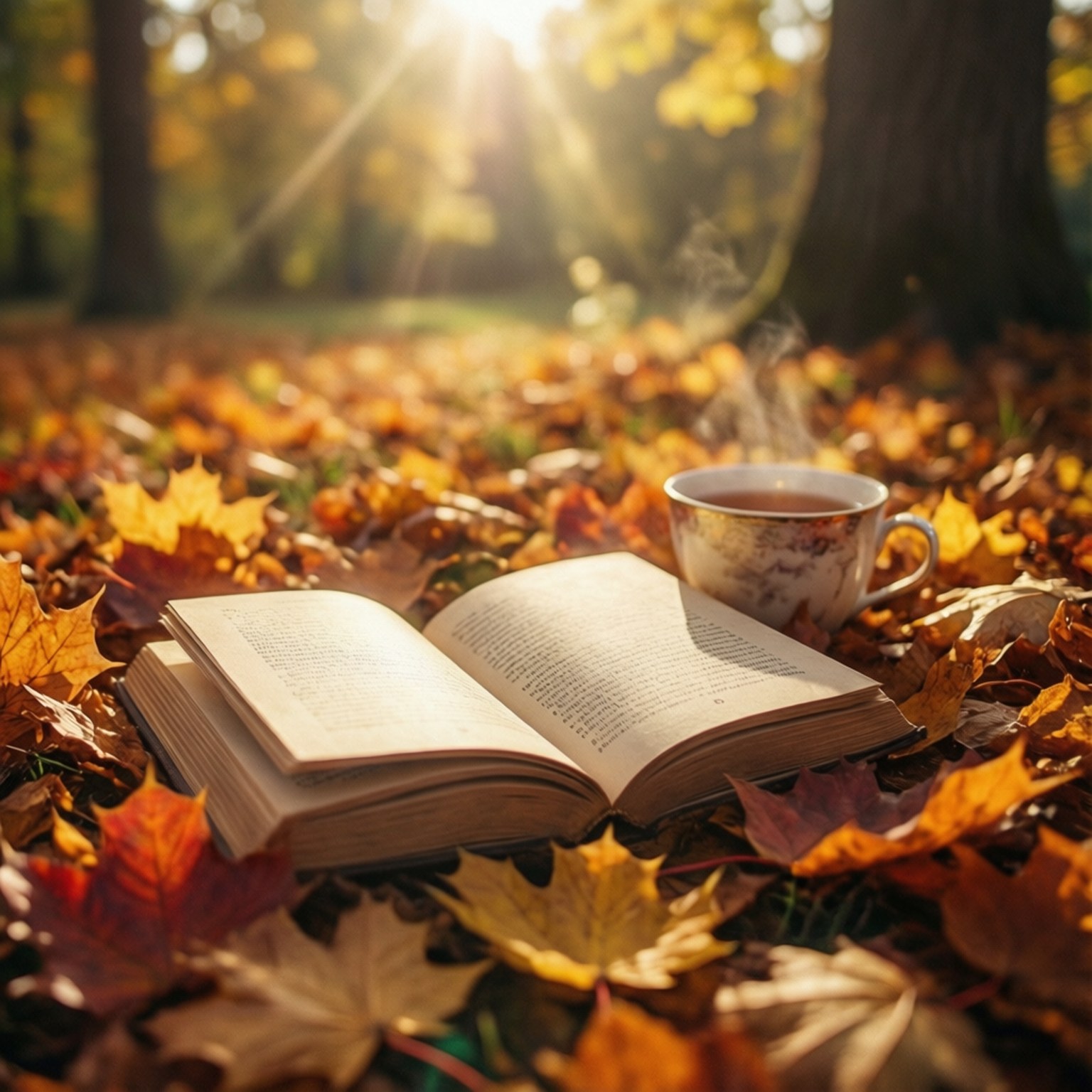 Libro y Hojas Caídas Fondos de pantalla