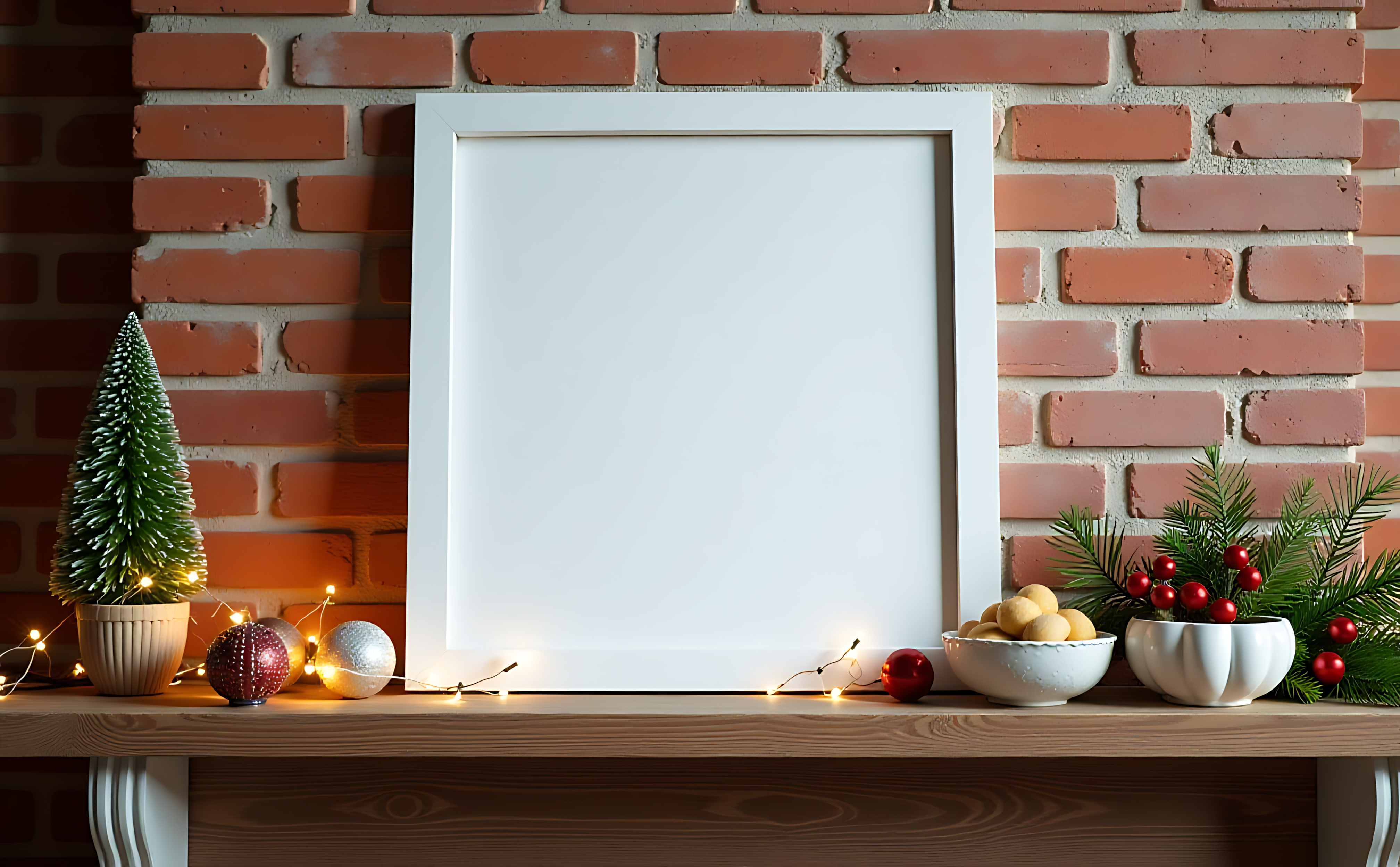 Lienzo en blanco con arreglo de pino festivo Fondos de pantalla