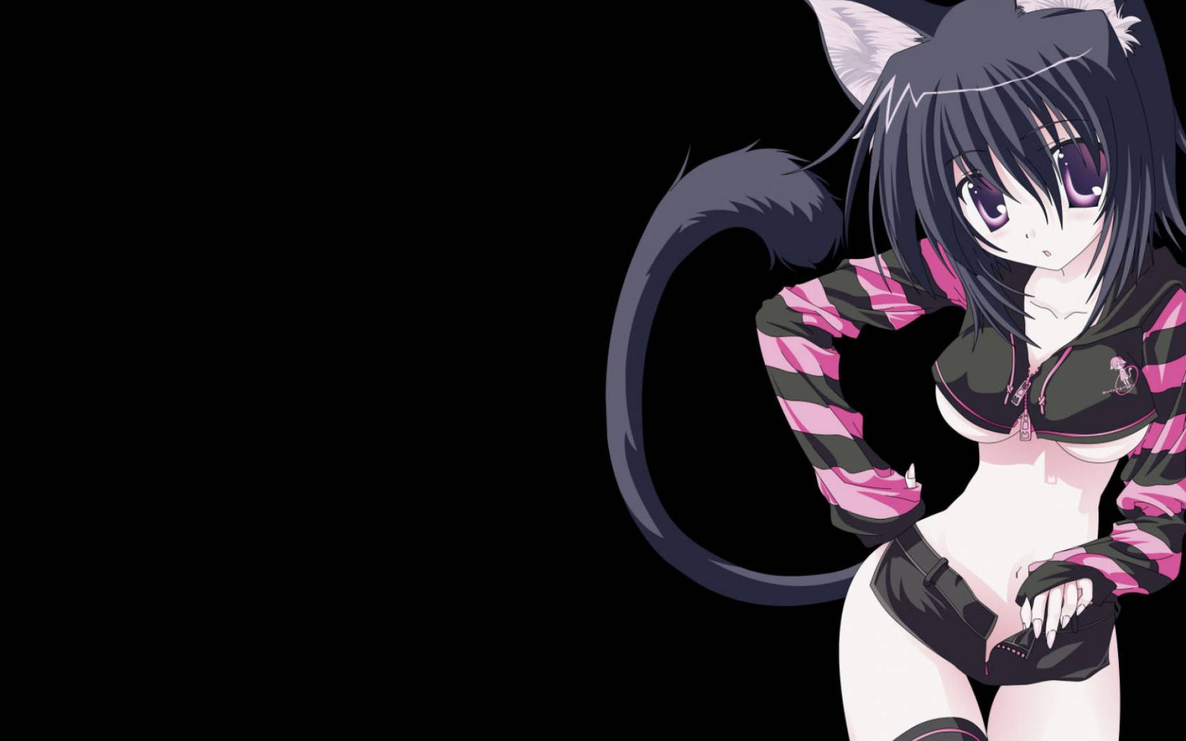 Linda Chica Lobo Negra de Anime Fondos de pantalla