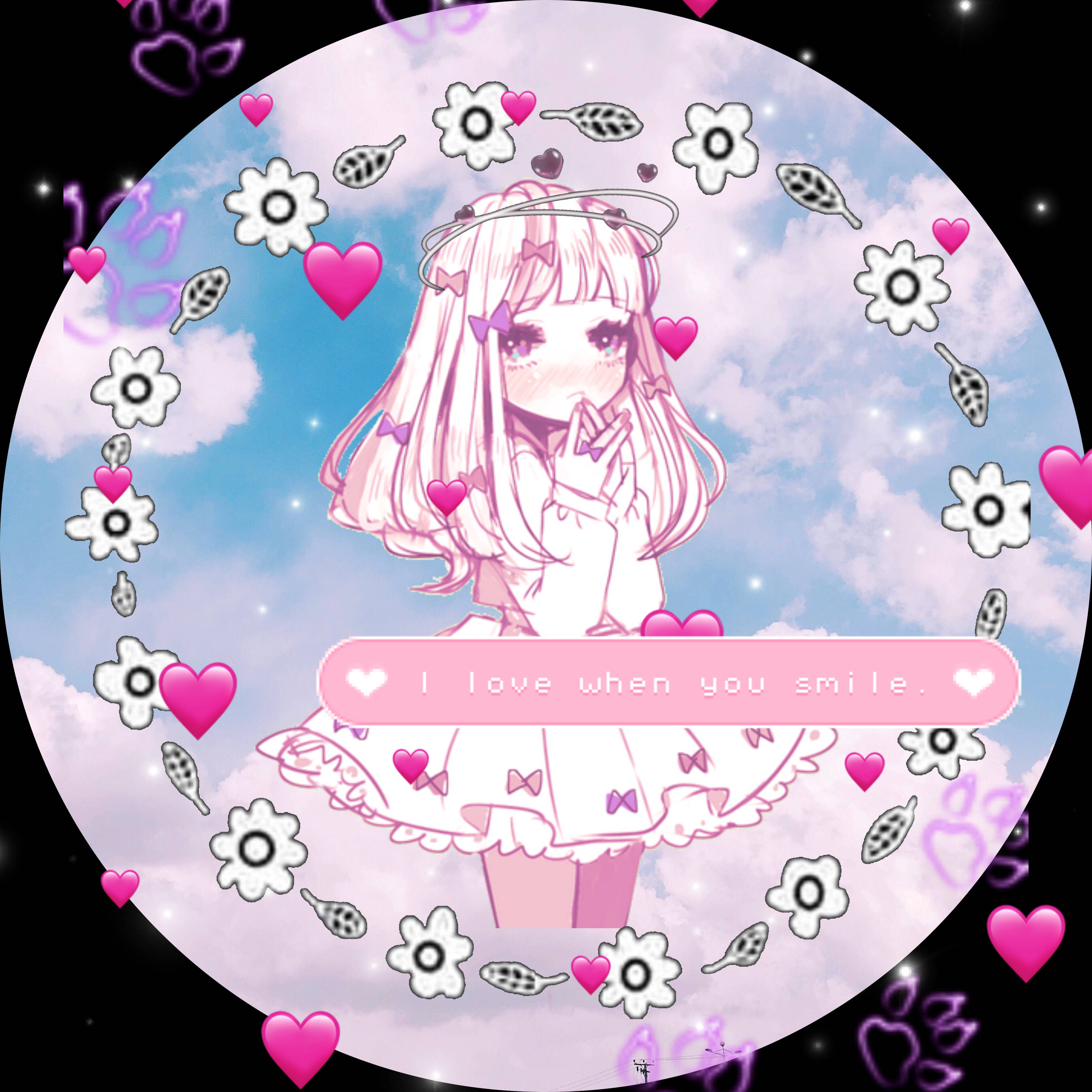 Linda foto de perfil con chica anime floral Fondos de pantalla