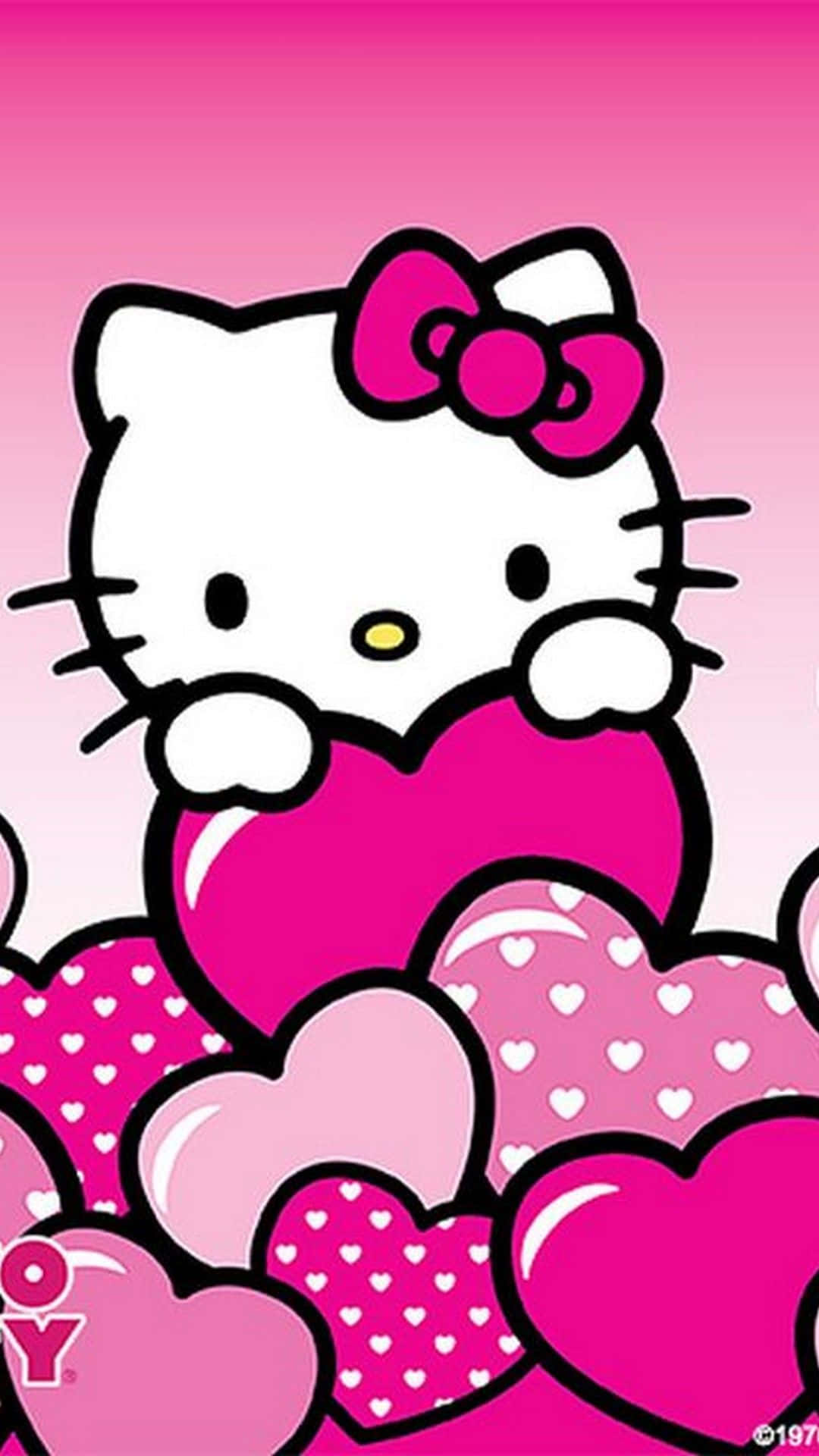 Linda Hello Kitty rosa abrazando corazones Fondos de pantalla