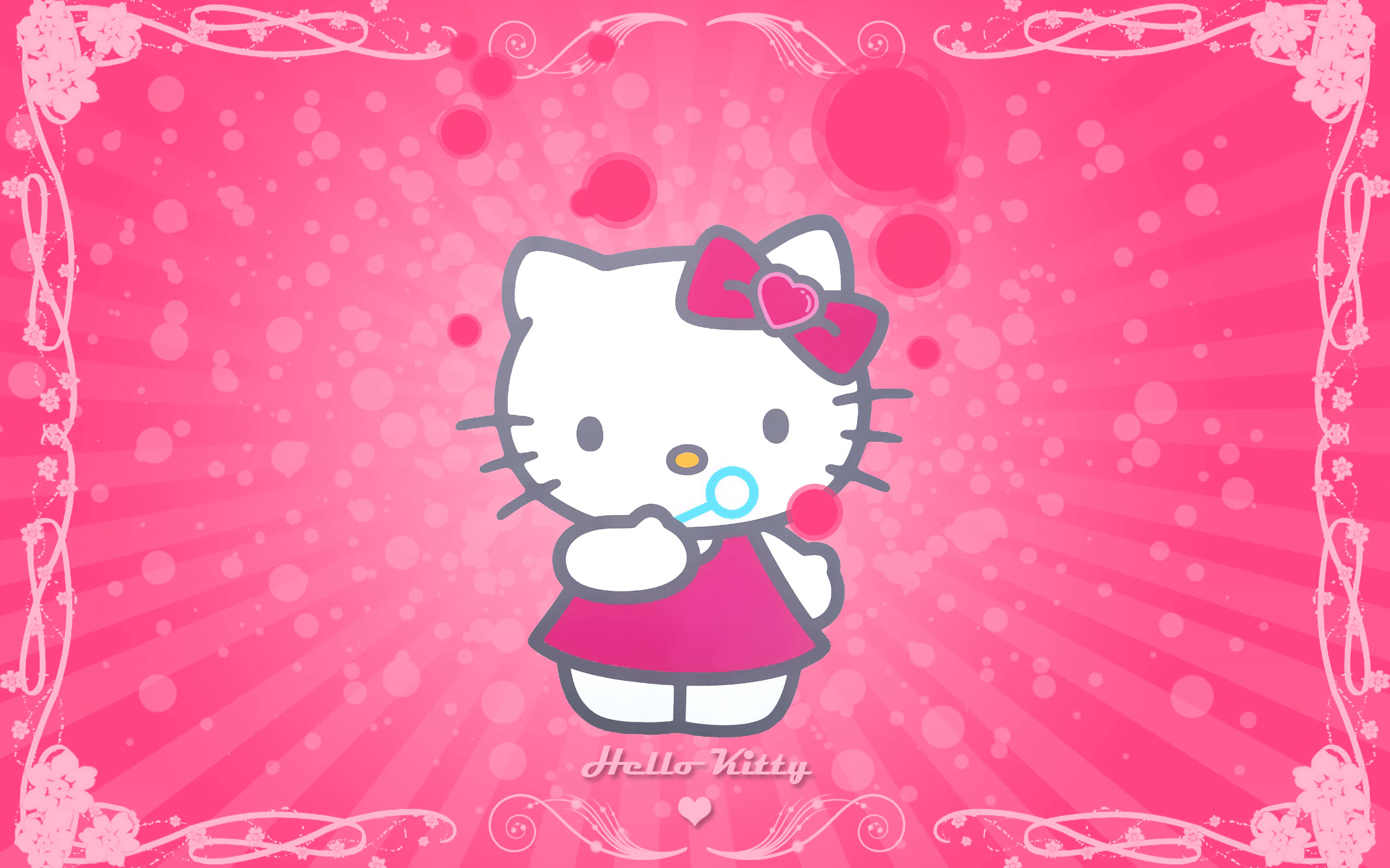Linda Hello Kitty Rosa Haciendo Burbujas Fondos de pantalla