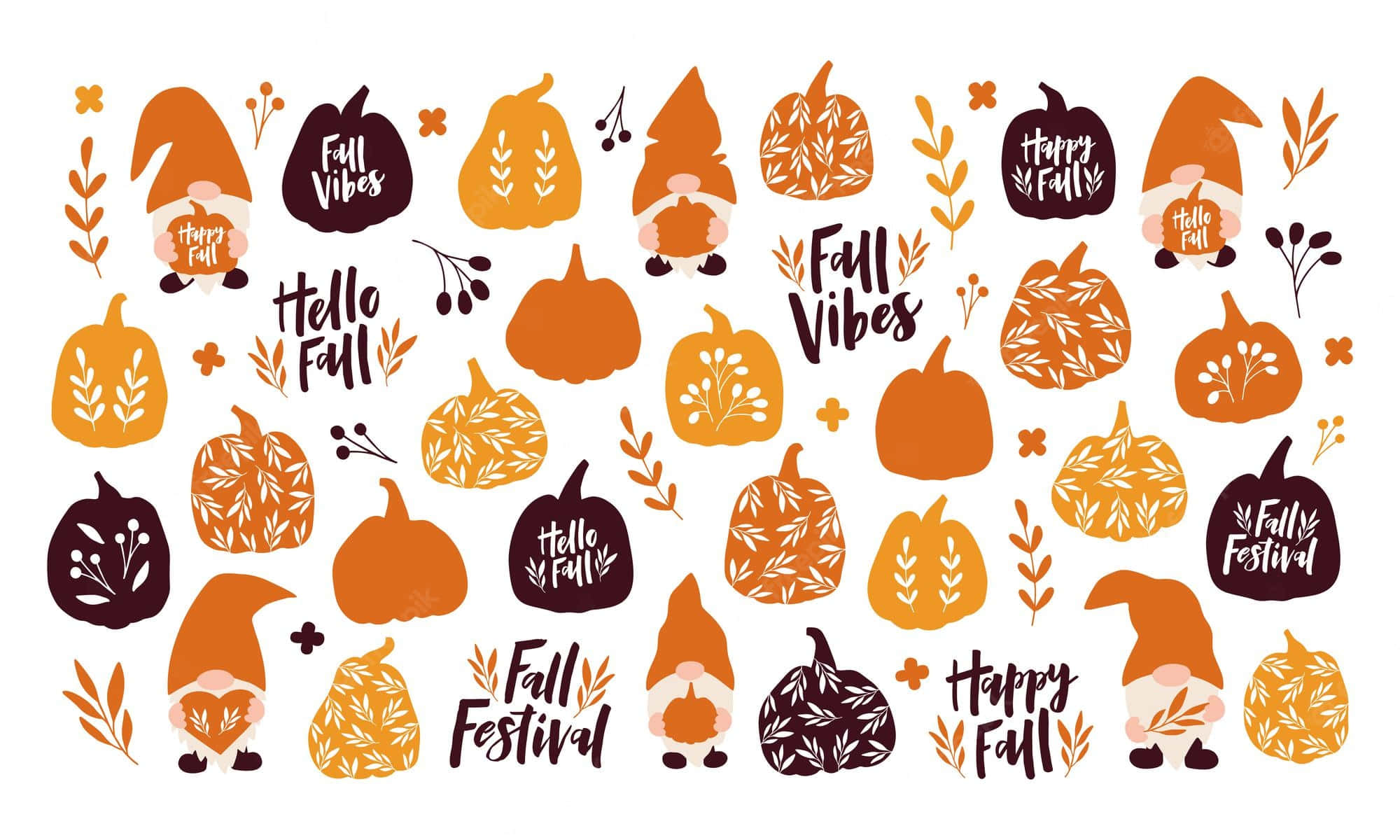 Linda ilustración de Halloween con patrones otoñales Fondos de pantalla