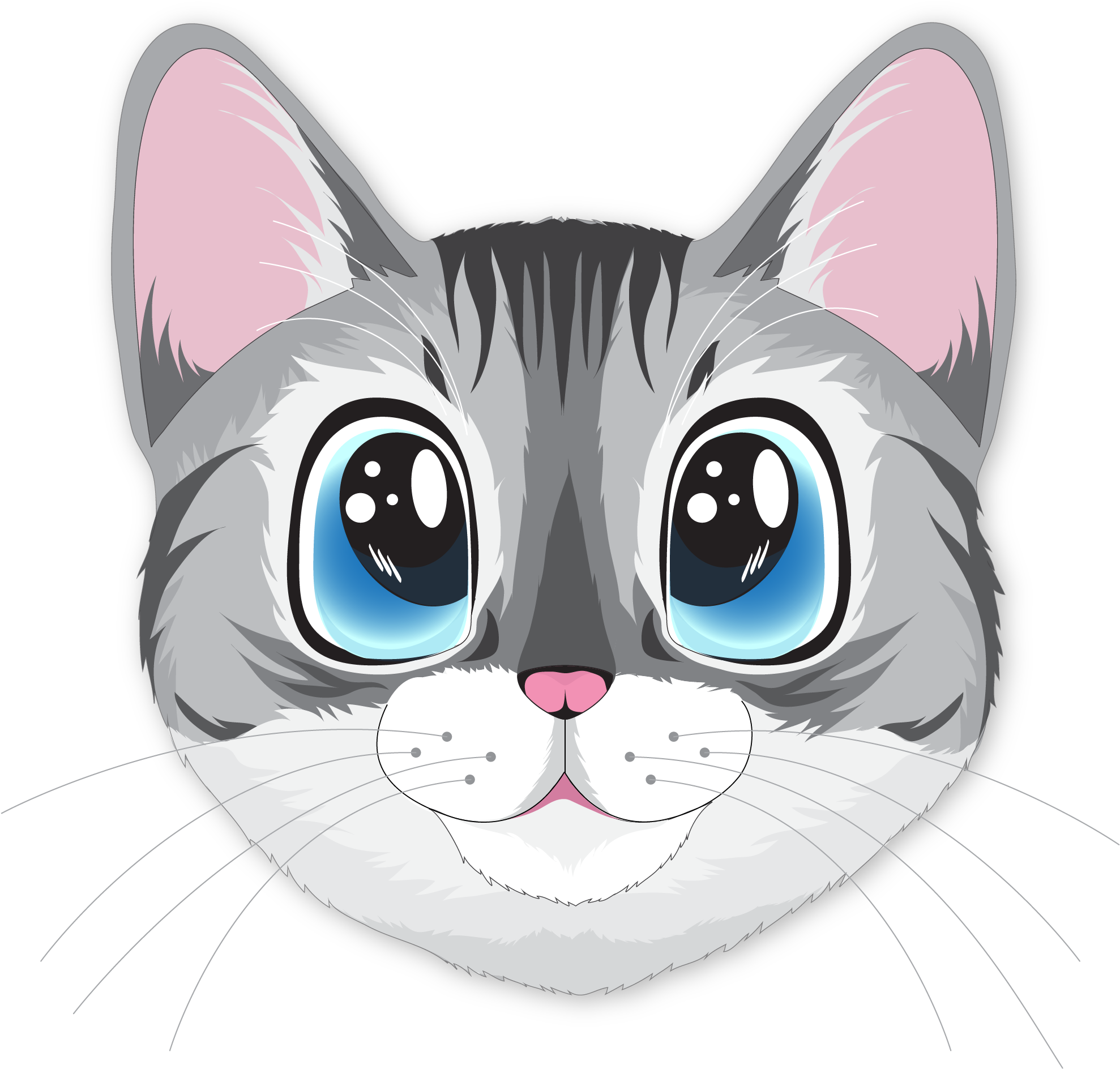 Linda ilustración kawaii de un gato.PNG Fondos de pantalla