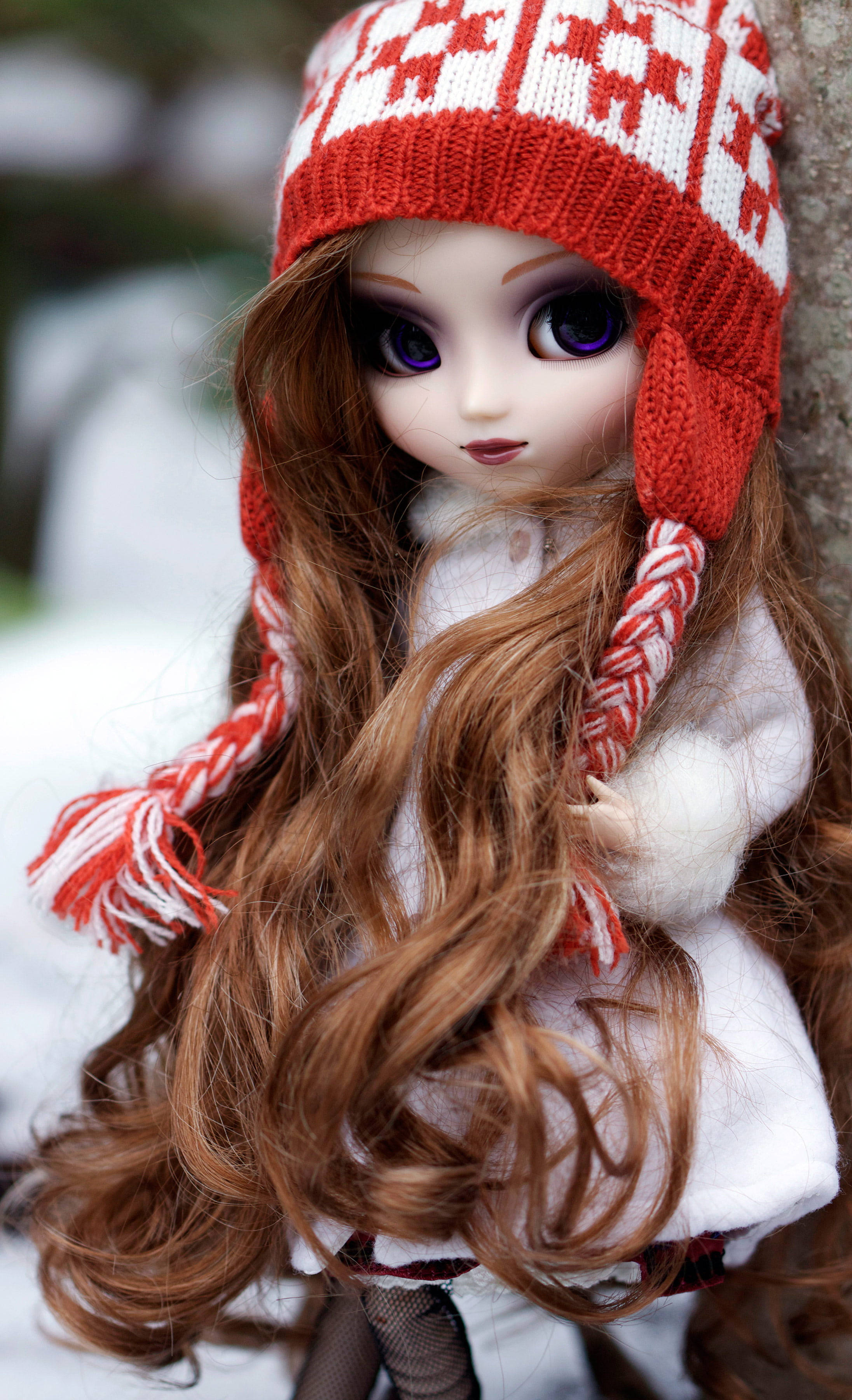 Linda Muñeca Barbie Gorro Tejido Rojo Fondos de pantalla
