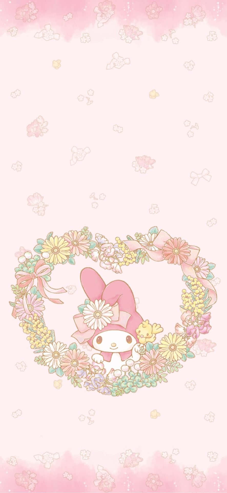 Linda My Melody en Marco de Corazón Floral Fondos de pantalla