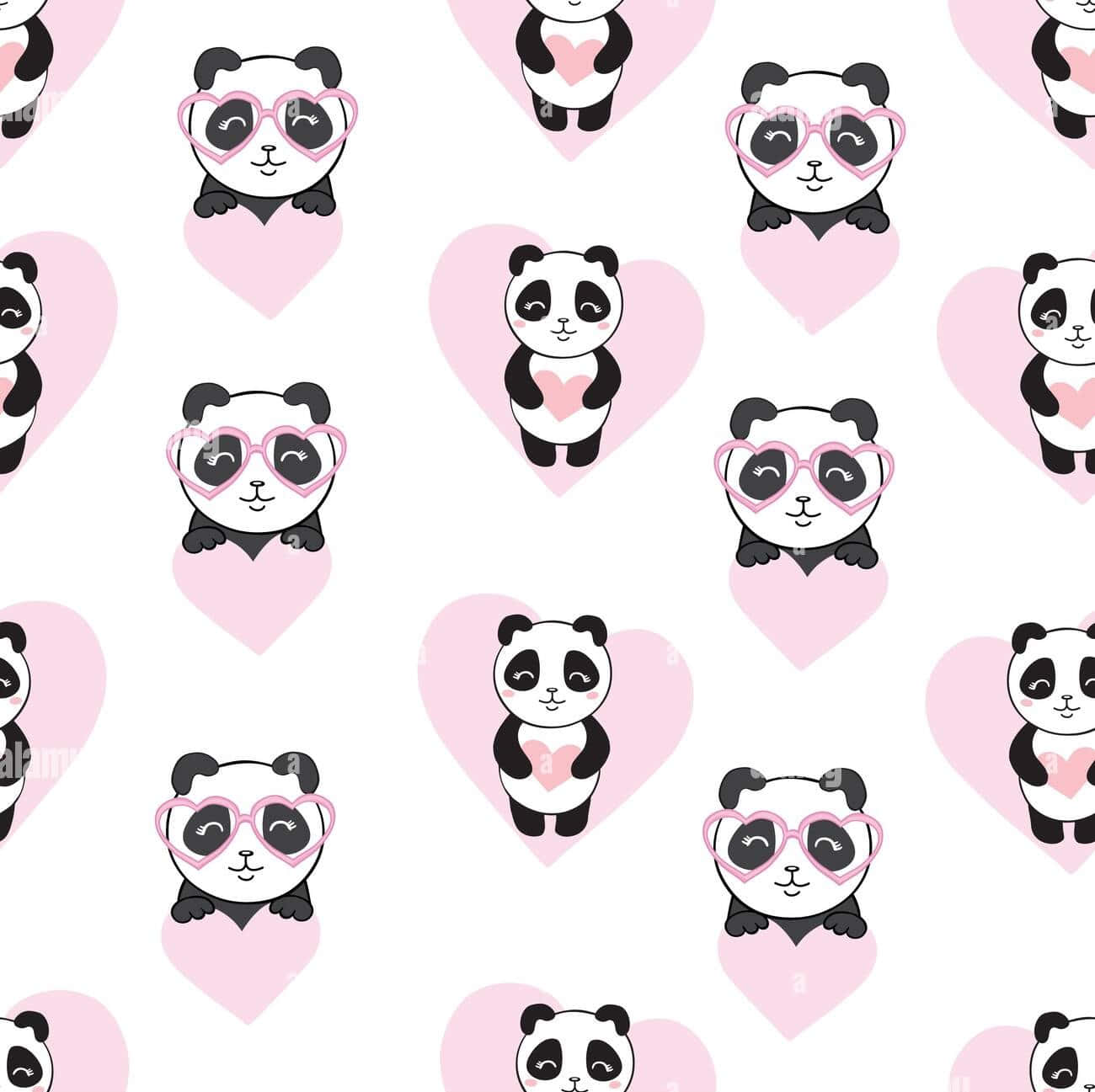 Linda Panda Corazón Vectorial Fondos de pantalla