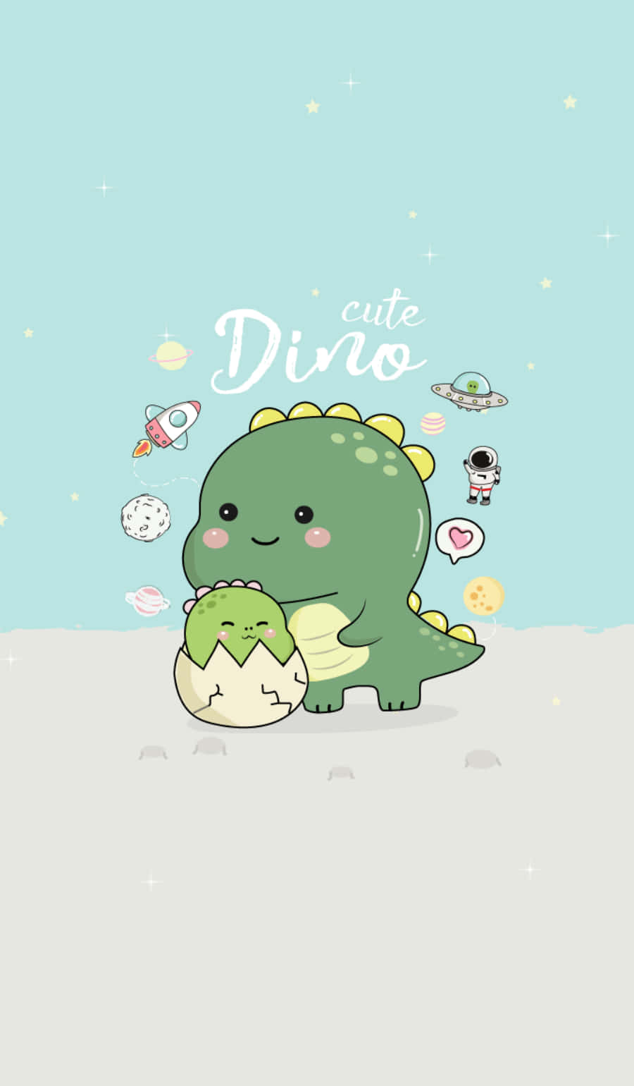 Lindas calcomanías espaciales de dinosaurio Fondos de pantalla