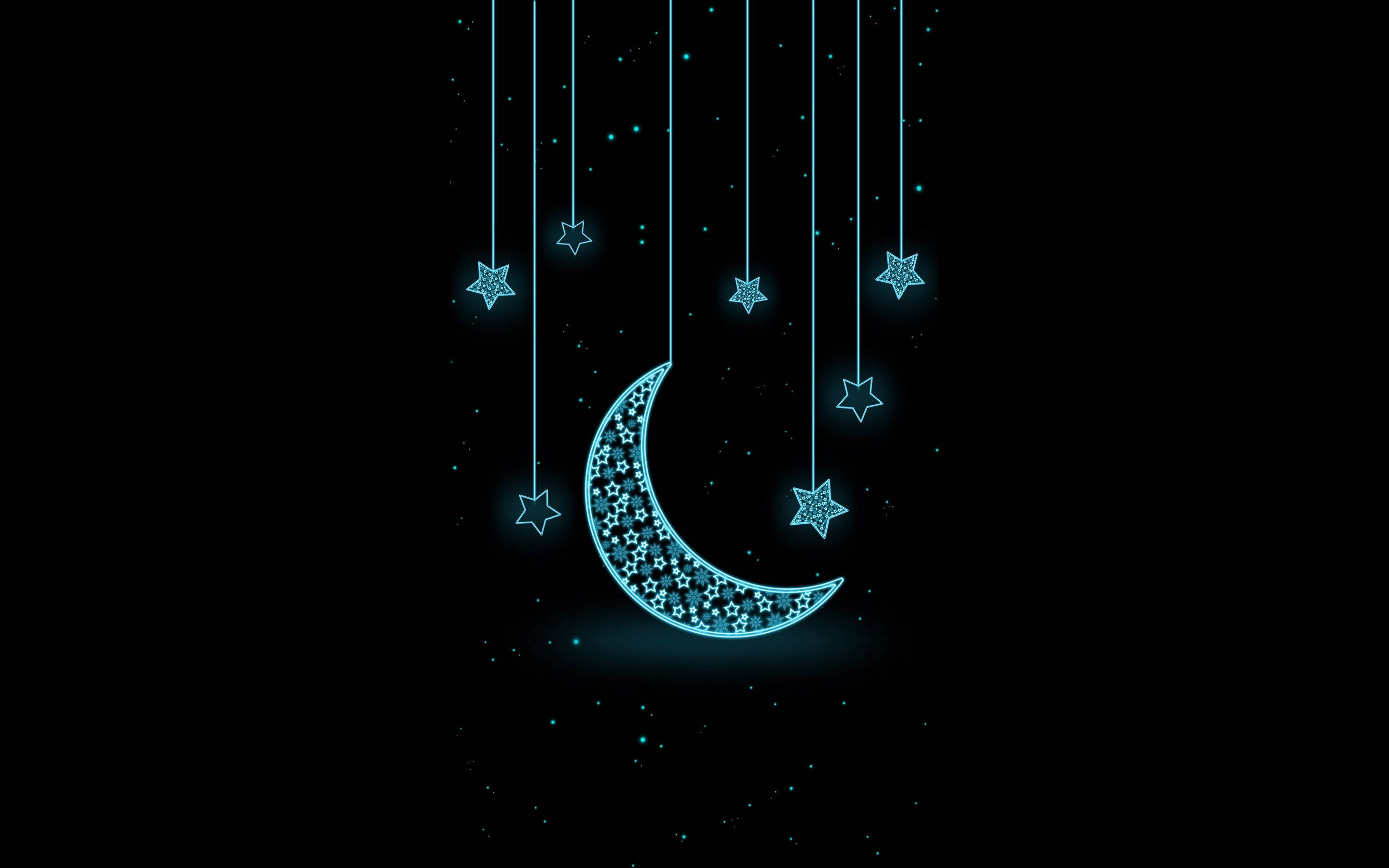 Lindas estrellas negras y luna Fondos de pantalla