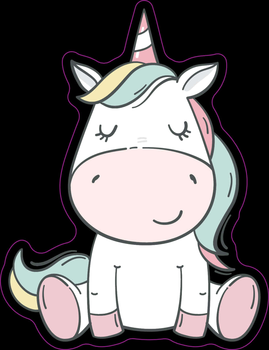 Lindas pegatinas de unicornio de dibujos animados Fondos de pantalla