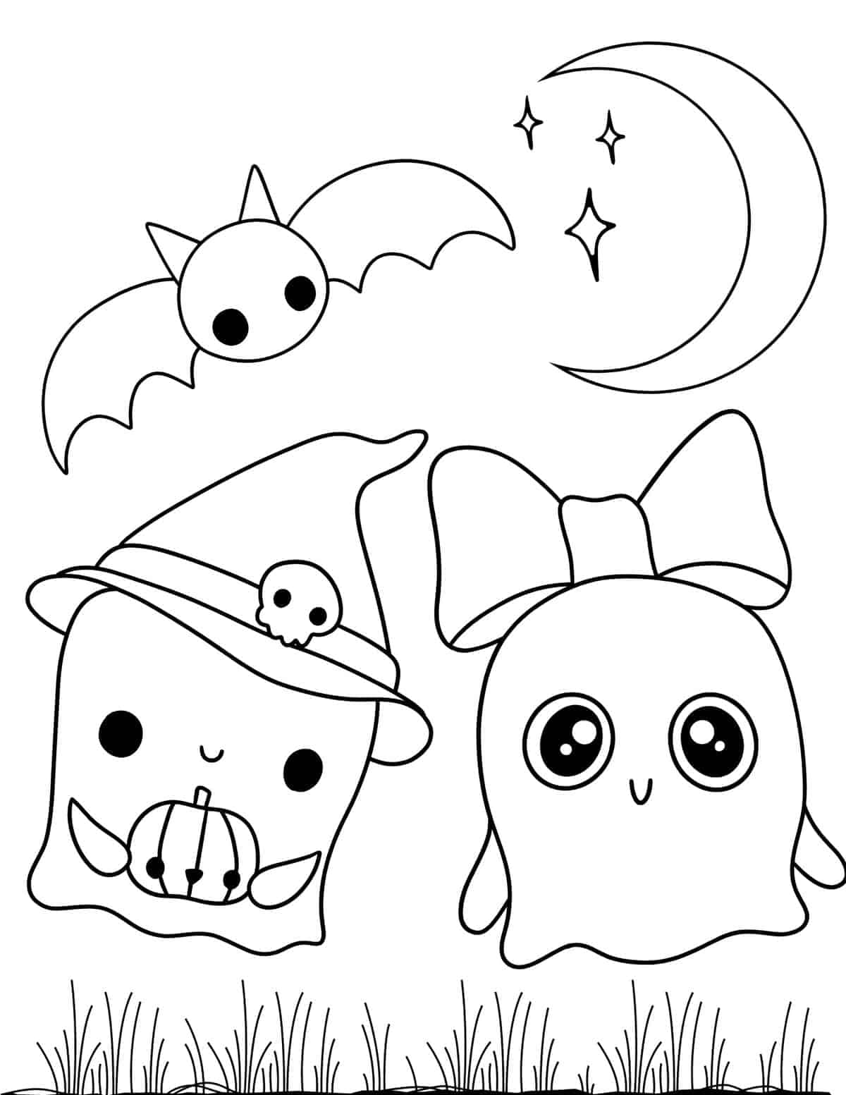 Lindo dibujo de fantasmas de Halloween para colorear Fondos de pantalla