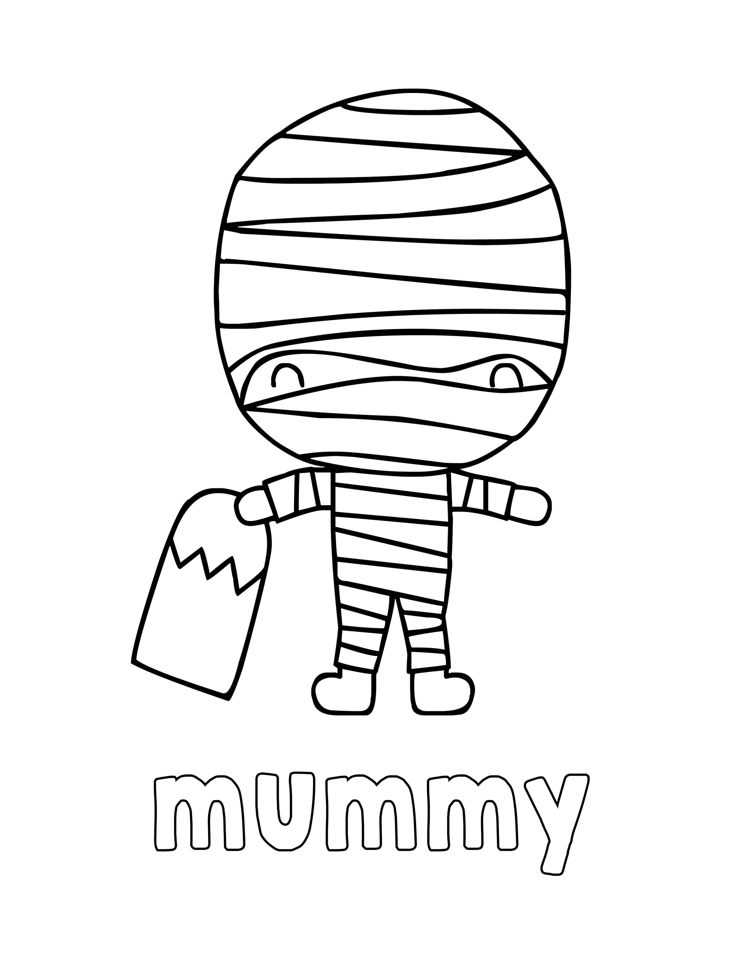 Lindo dibujo de momia para colorear de Halloween Fondos de pantalla