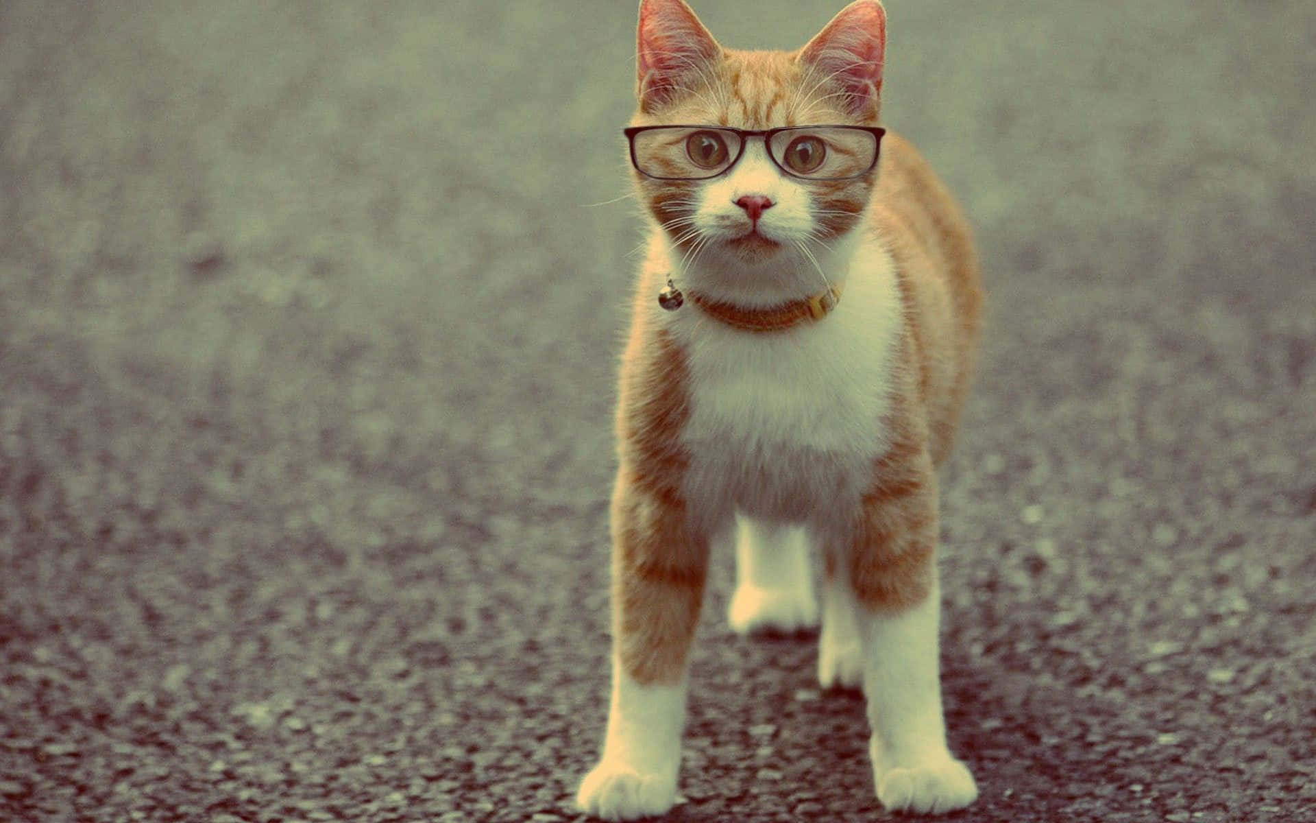 Lindo y divertido gato con gafas de nerd Fondos de pantalla