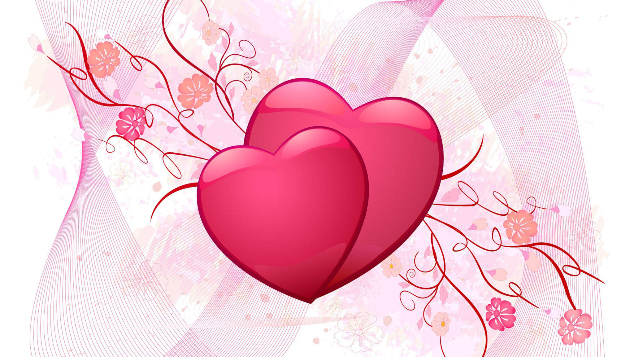 Lindos Corazones Gemelos Rosas Fondos de pantalla