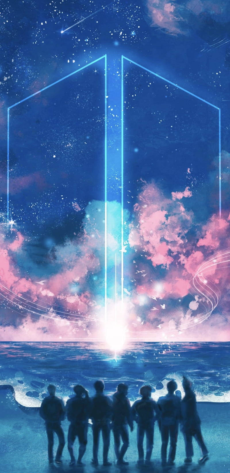 Lindos Dibujos de BTS Logo en el Cielo Fondos de pantalla