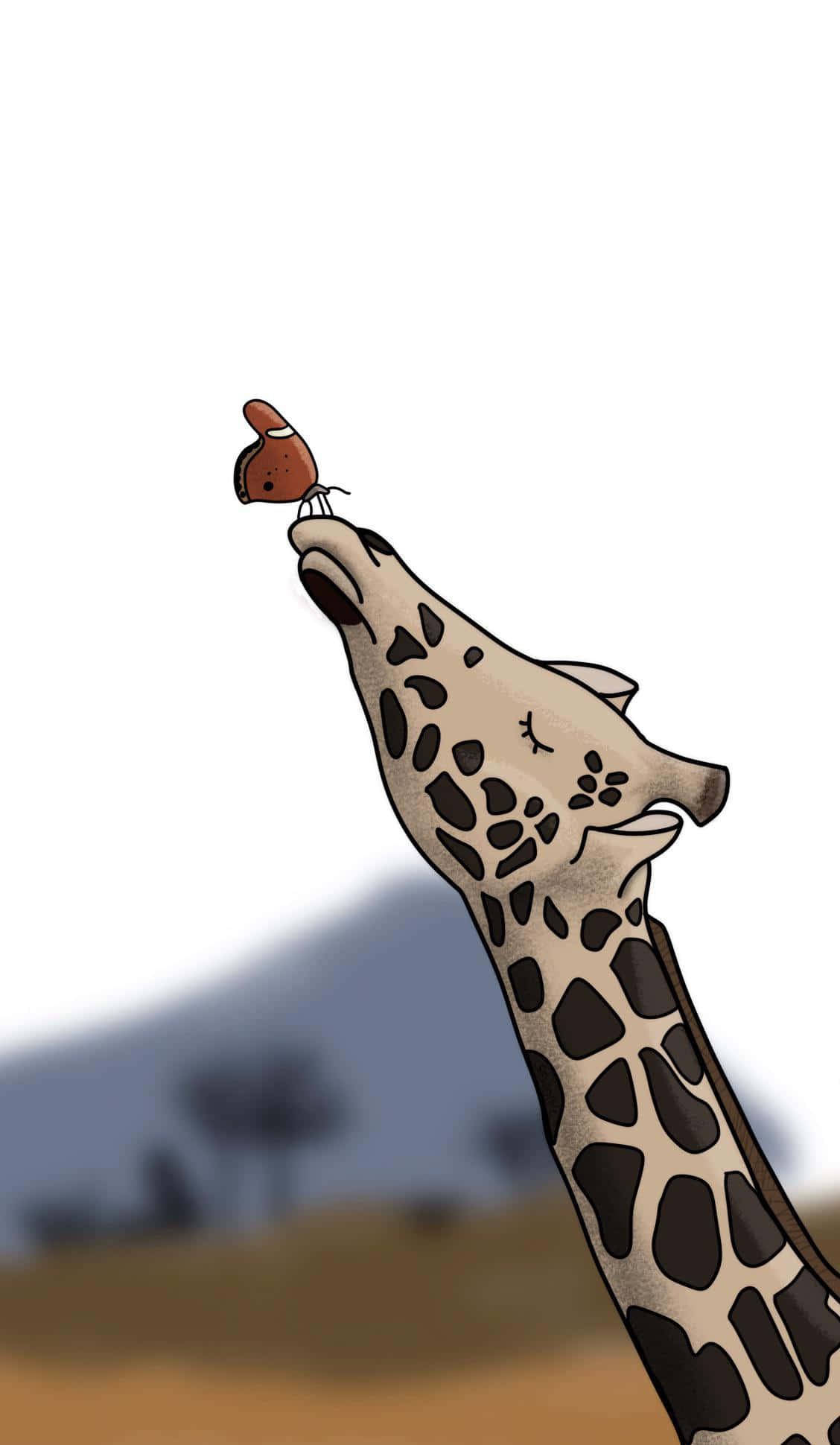 Lindos Dibujos de Jirafa con Mariposa Fondos de pantalla