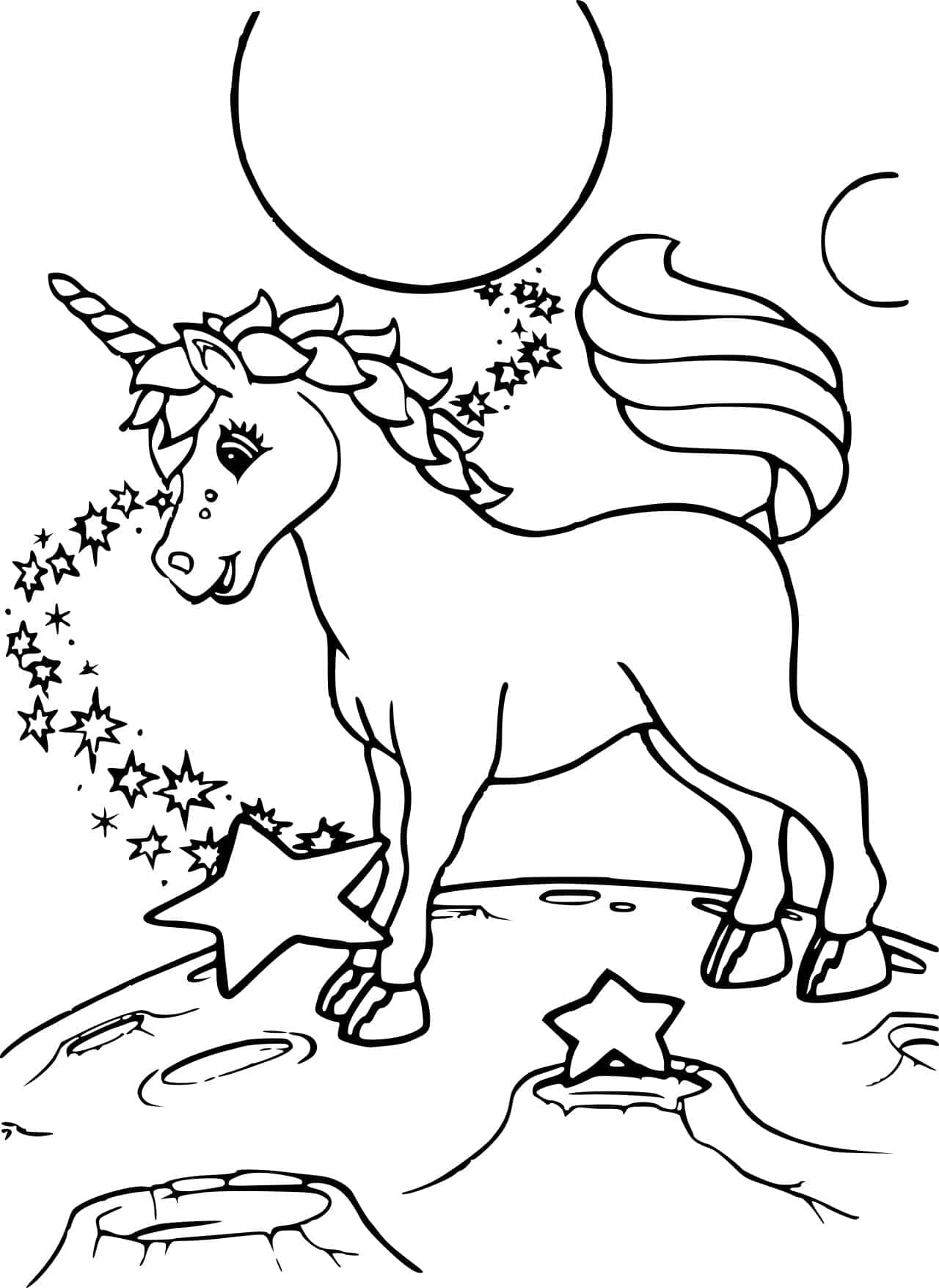 Lindos Dibujos de Unicornio con Estrellas para Colorear Fondos de pantalla