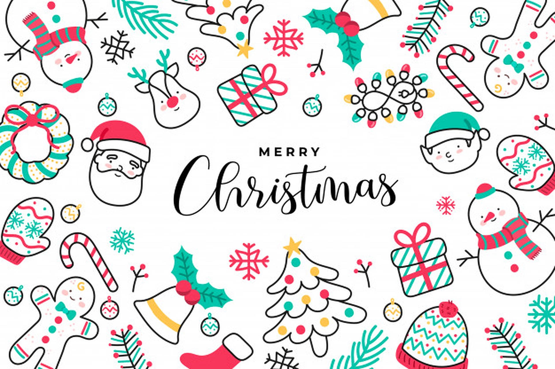 Lindos garabatos de banner de Feliz Navidad Fondos de pantalla