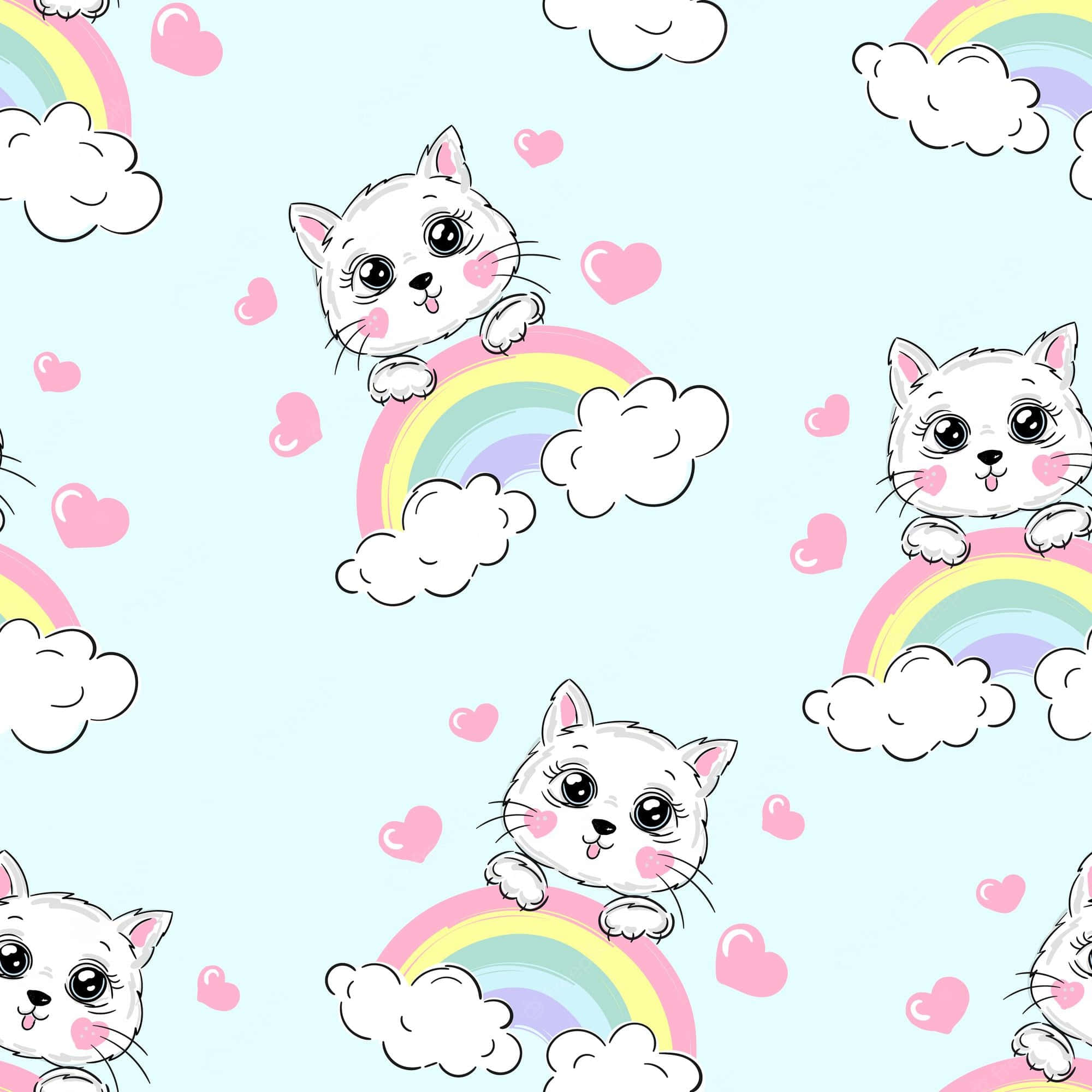 Lindos Gatitos Sobre el Arcoíris Fondos de pantalla