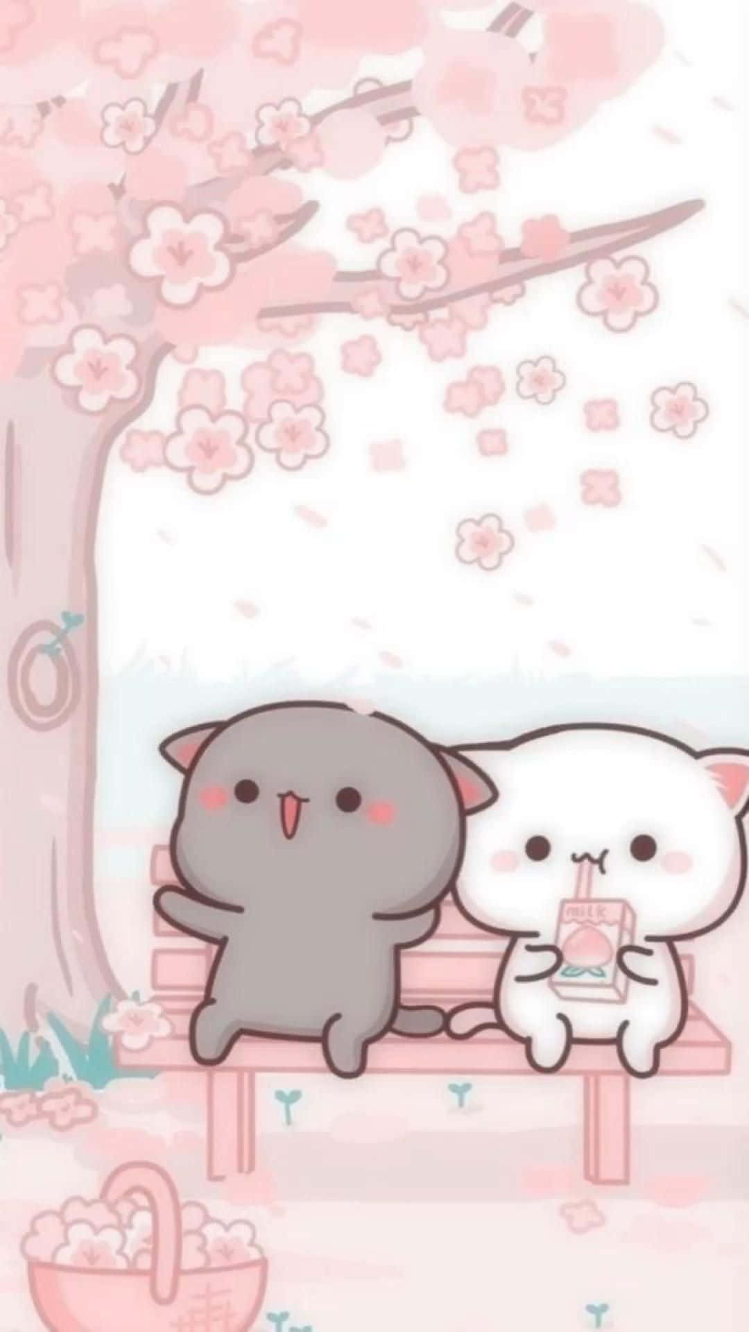 Lindos Gatos Kawaii Peach y Goma Fondos de pantalla