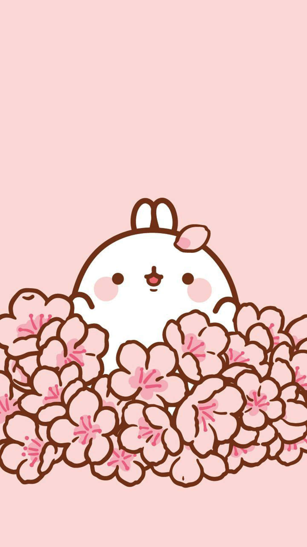 Lindos Kawaii Molang con Flores Fondos de pantalla