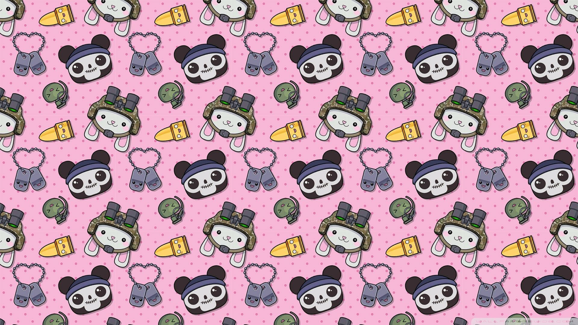 Fondo de pantalla con patrones de animales soldados kawaii.
