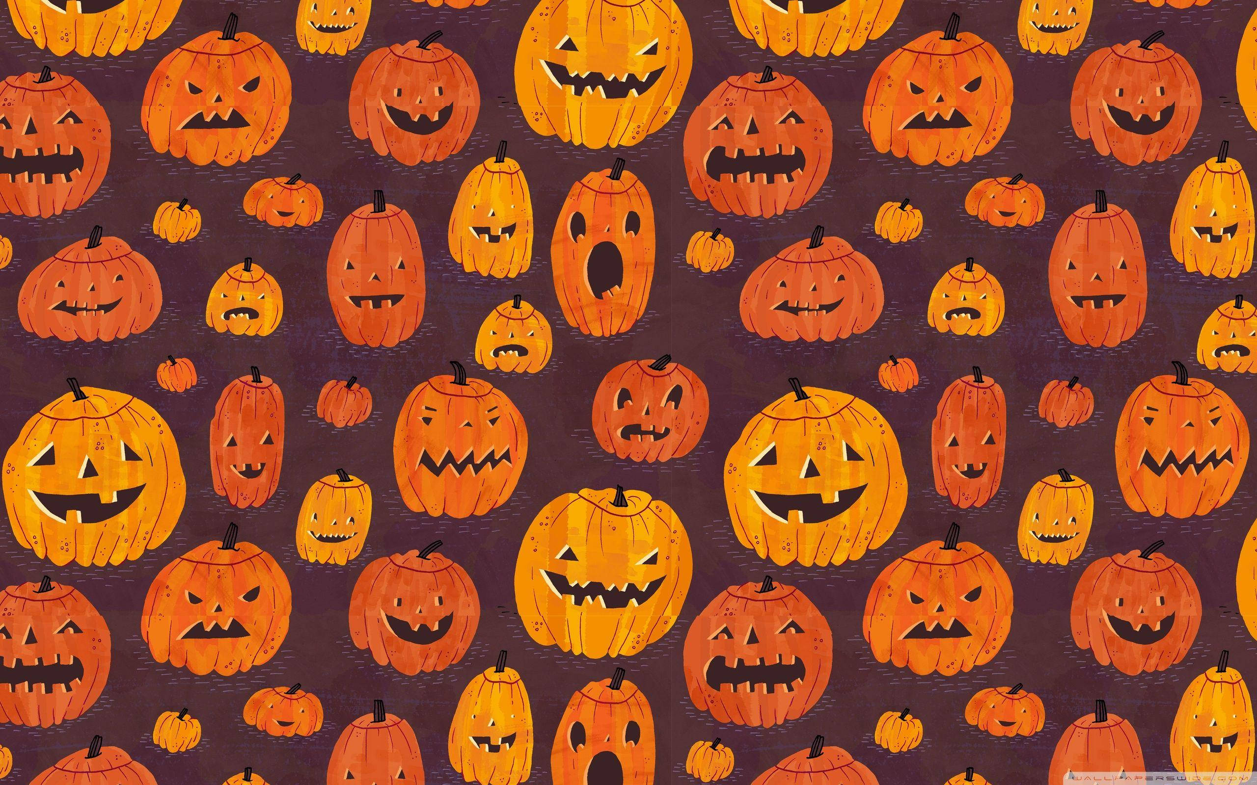 Lindos Patrones de Calabazas de Halloween Estética Fondos de pantalla