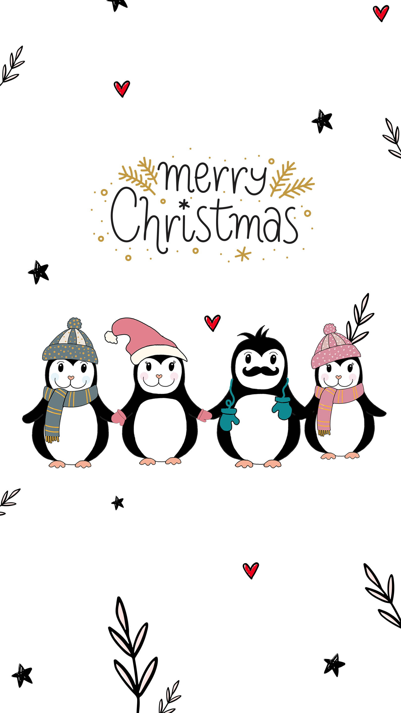 Lindos Pingüinos de Navidad para iPhone Fondos de pantalla