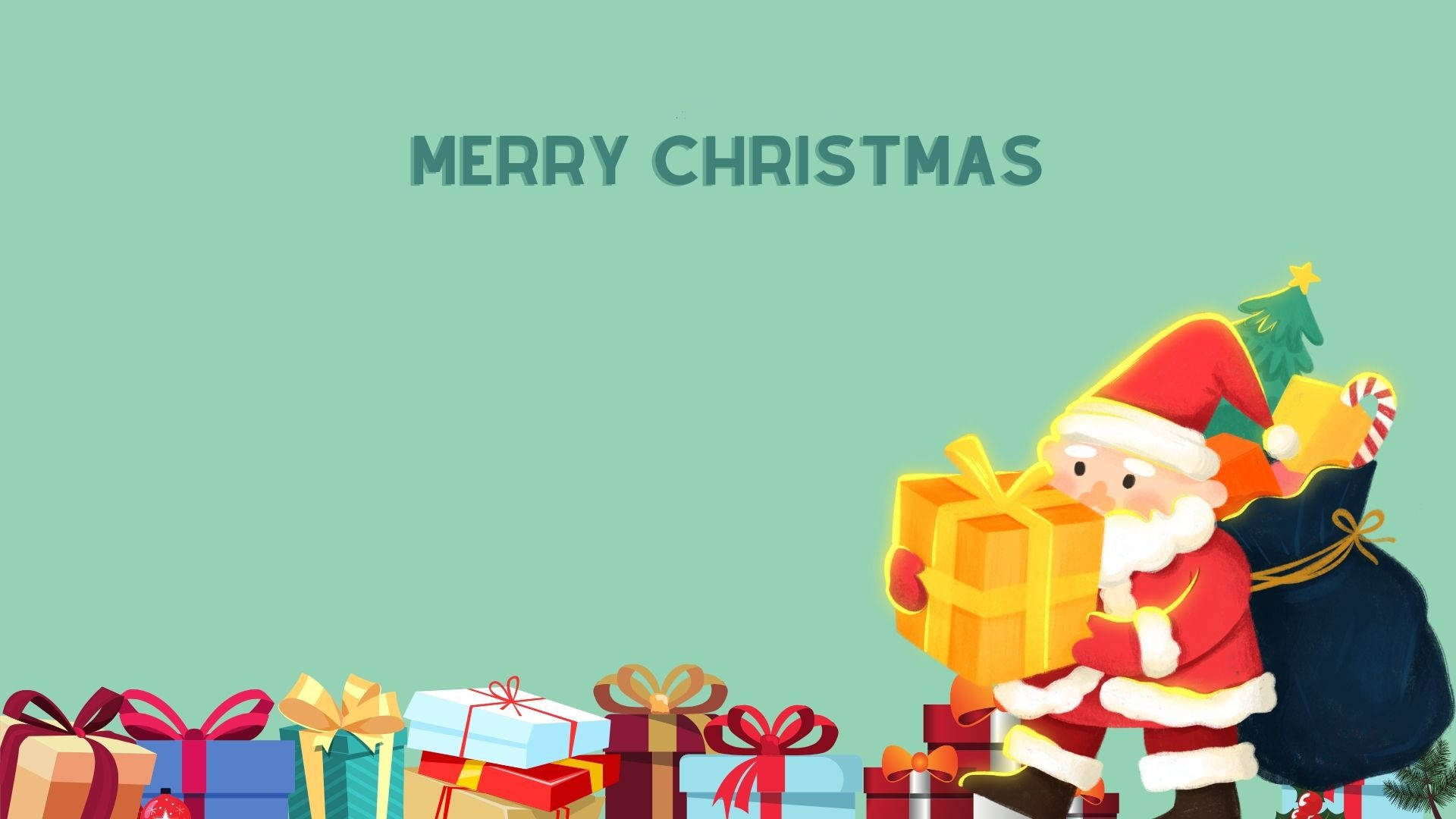 Lindos Santa Claus con Regalos de Navidad Fondos de pantalla
