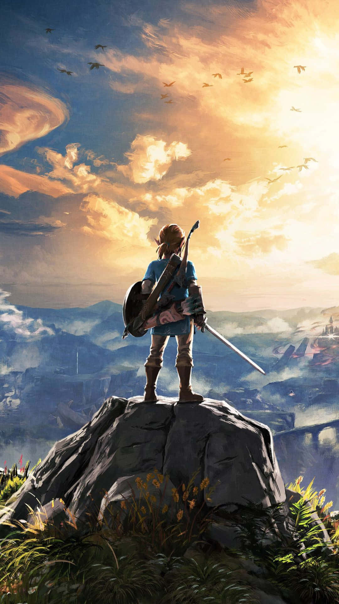 Link de Zelda BOTW parado sobre una roca Fondos de pantalla
