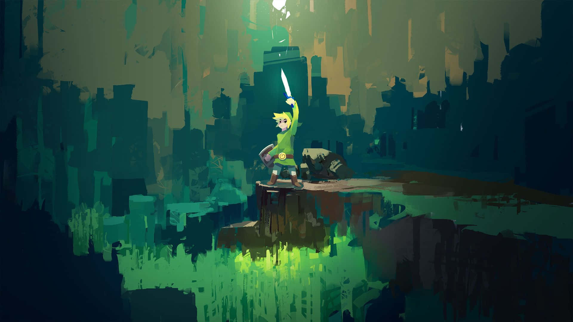 Link, el joven protagonista de The Legend of Zelda, con la Trifuerza en la mano. Fondos de pantalla