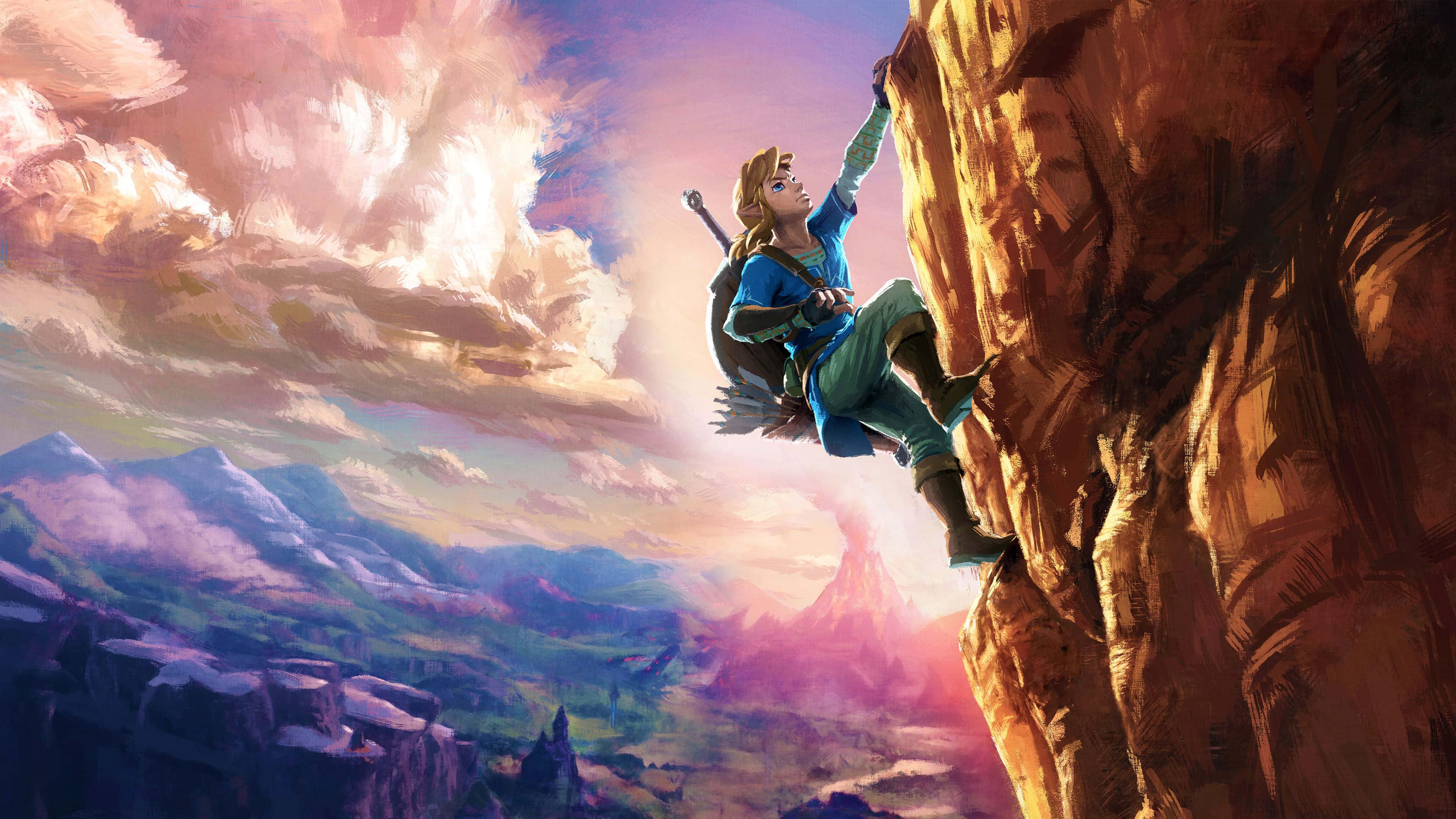 Link escalando una montaña en Zelda BOTW Fondos de pantalla
