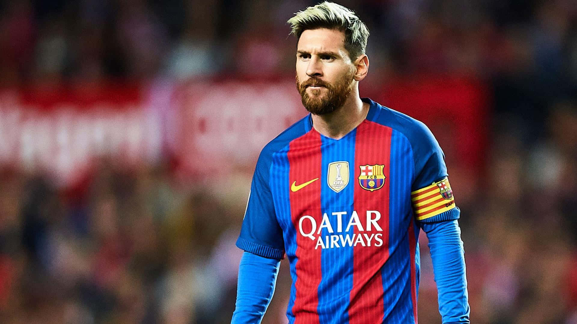 Lionel Messi, capitán del FC Barcelona, en una impresionante toma de acción. Fondos de pantalla