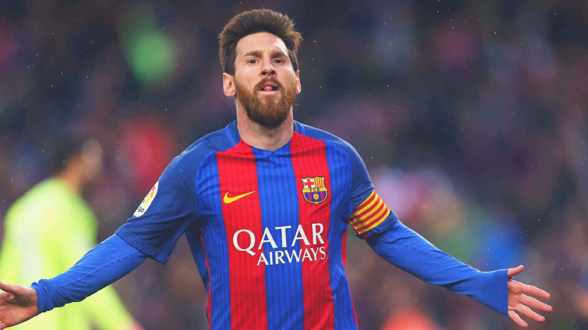 lionel messi celebra su gol durante un partido Fondos de pantalla