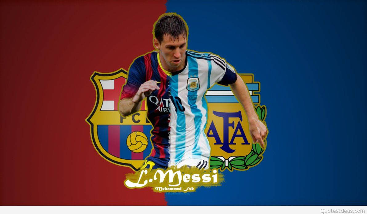 Lionel Messi celebrando con los logos de Barcelona y Argentina Fondos de pantalla