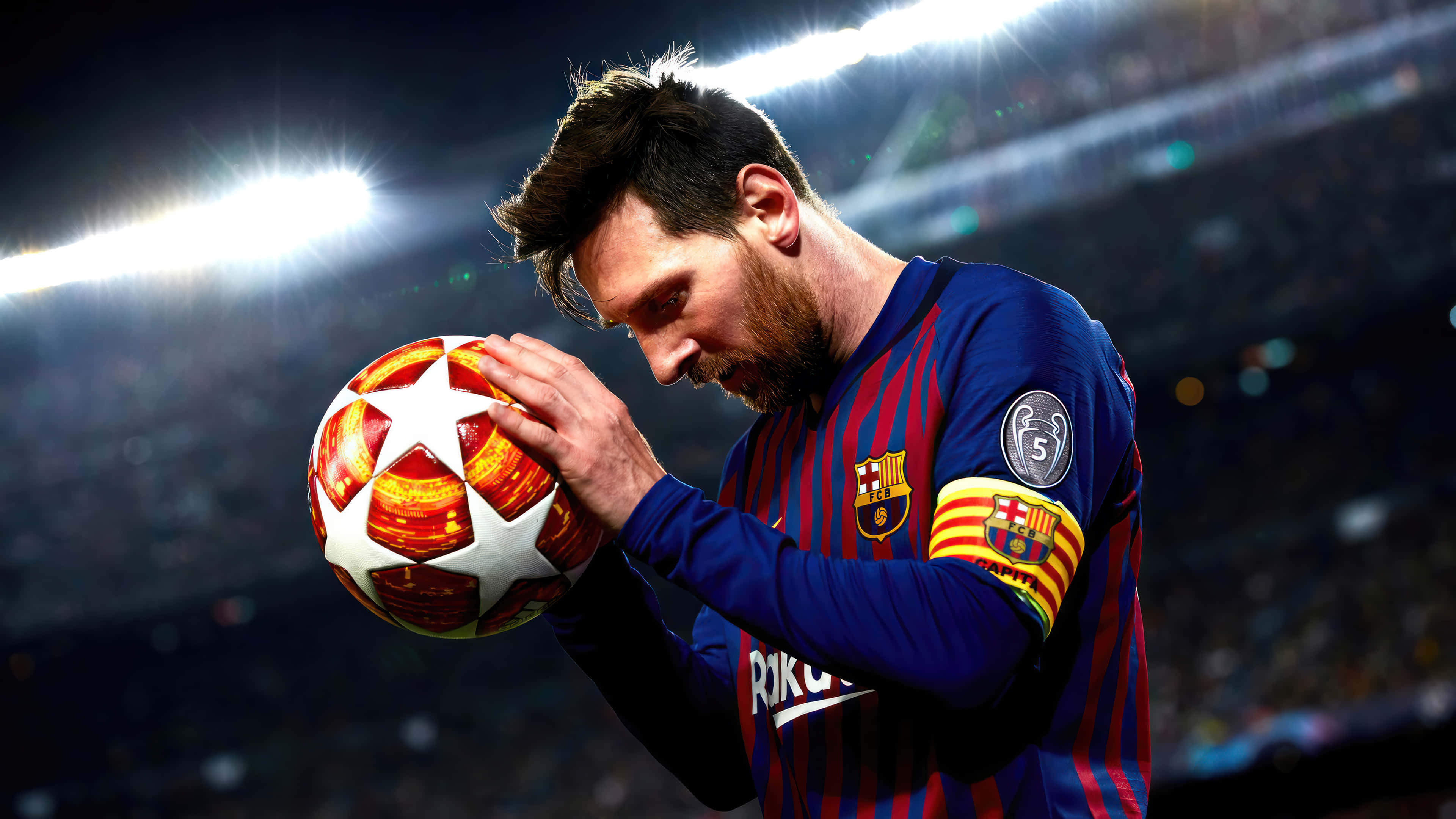 Lionel Messi controlando el balón con facilidad. Fondos de pantalla