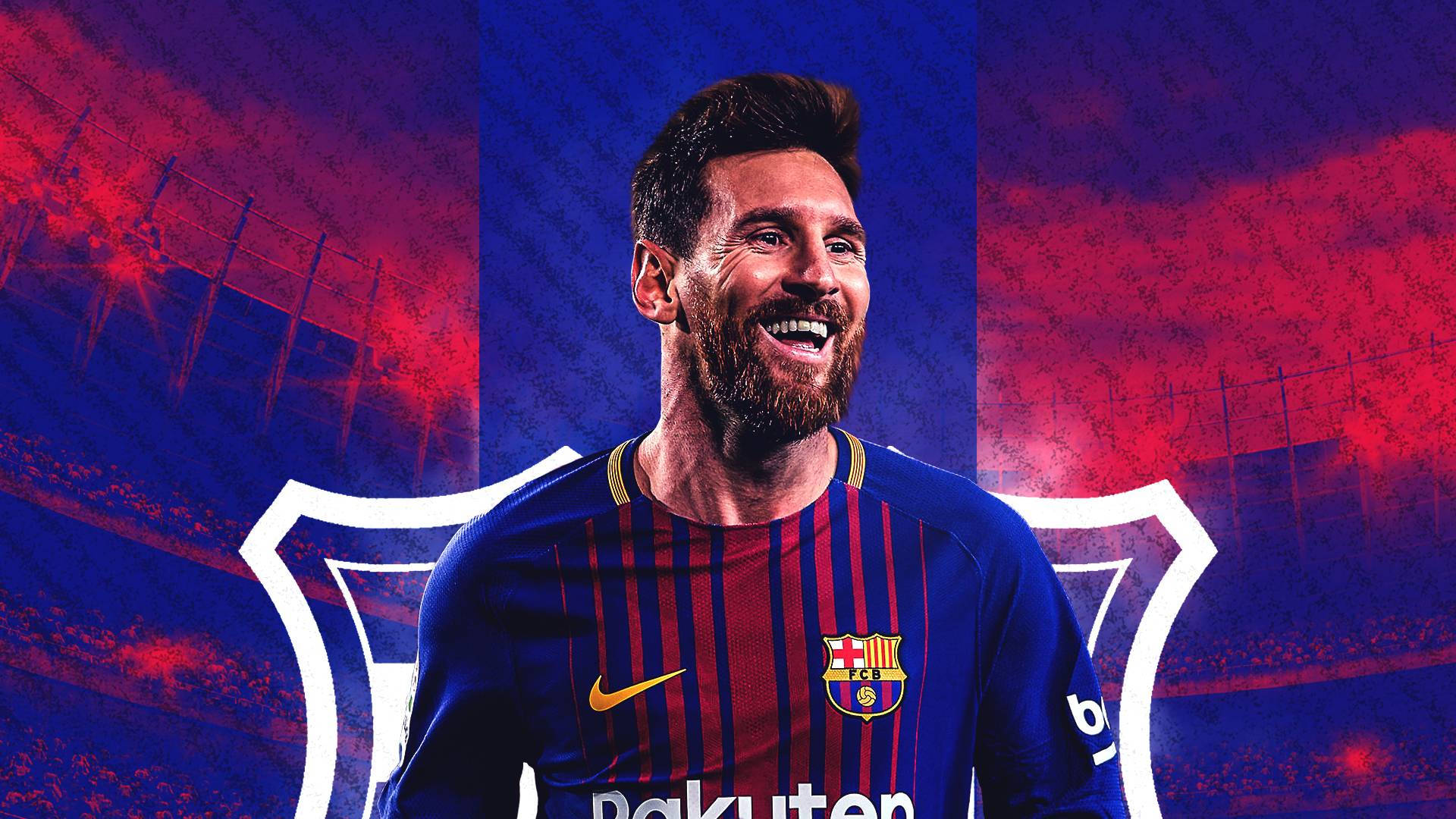 Fondo de pantalla de Lionel Messi sobre fondo abstracto azul y rojo