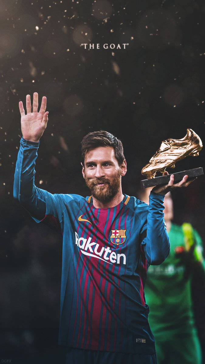 Fondo de pantalla del GOAT Lionel Messi con el trofeo de la Bota de Oro