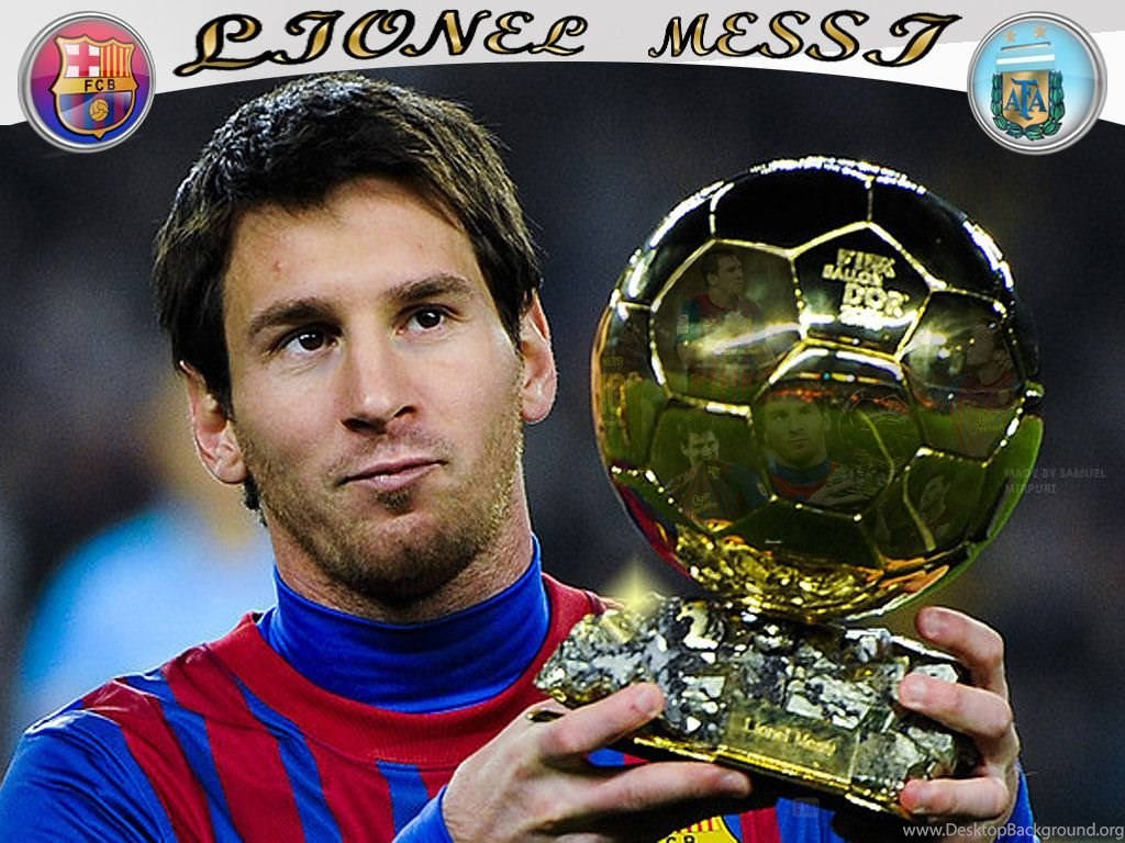 Fondo de pantalla de Lionel Messi con el Balón de Oro de la FIFA 2013