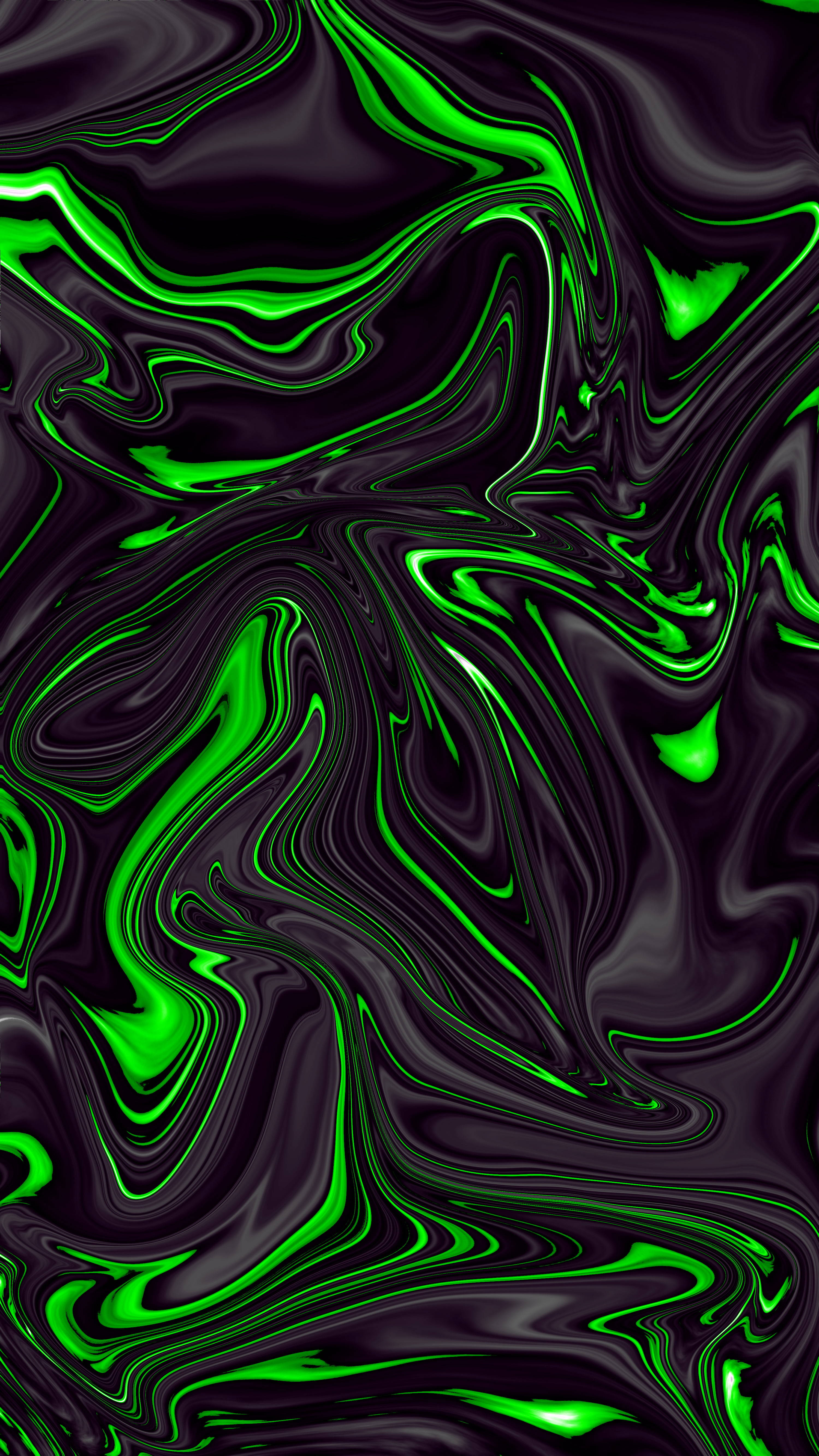 Líquido abstracto negro y verde Fondos de pantalla