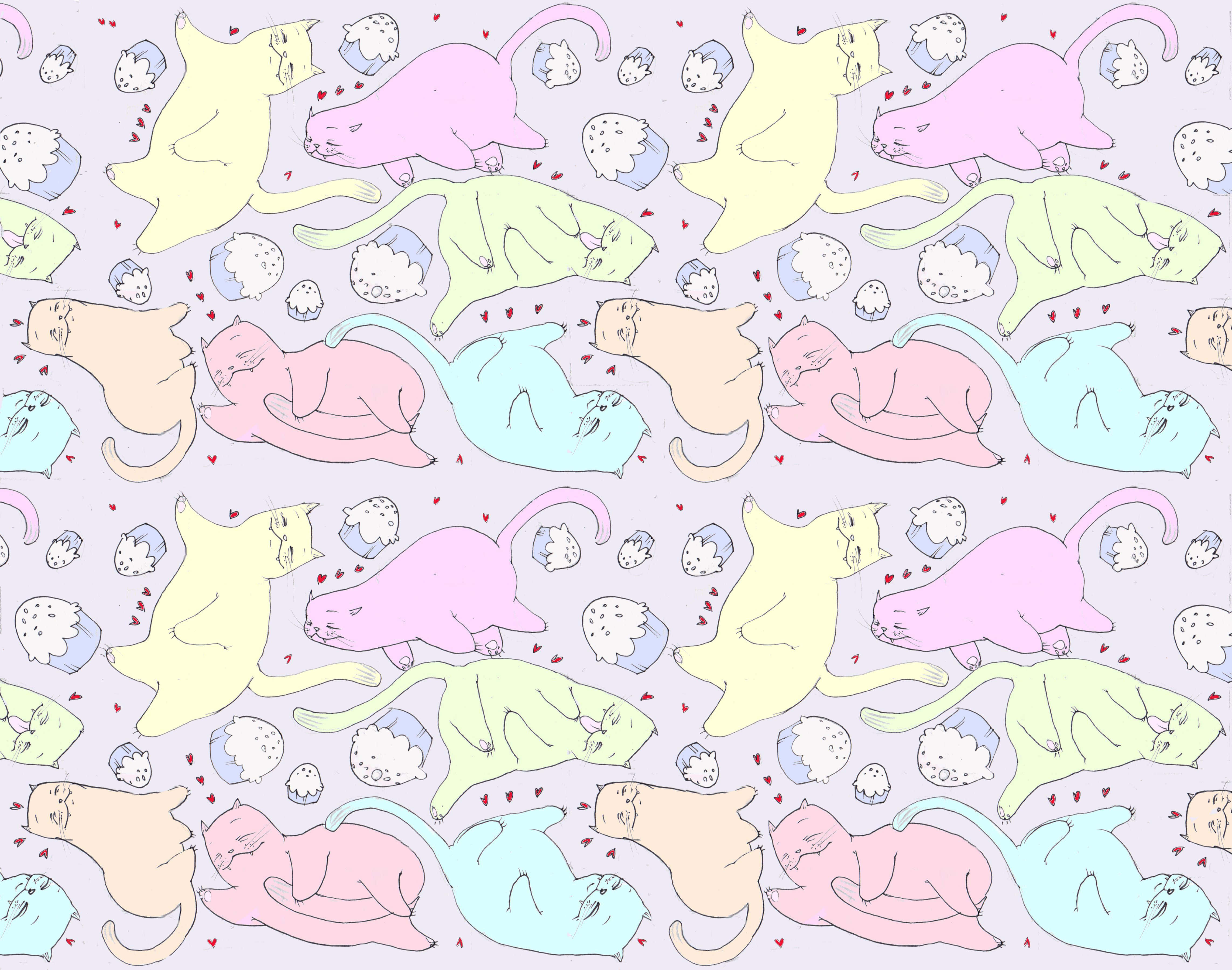 Lleva alegría a tu hogar con este hermoso patrón de gatos adorables Fondos de pantalla