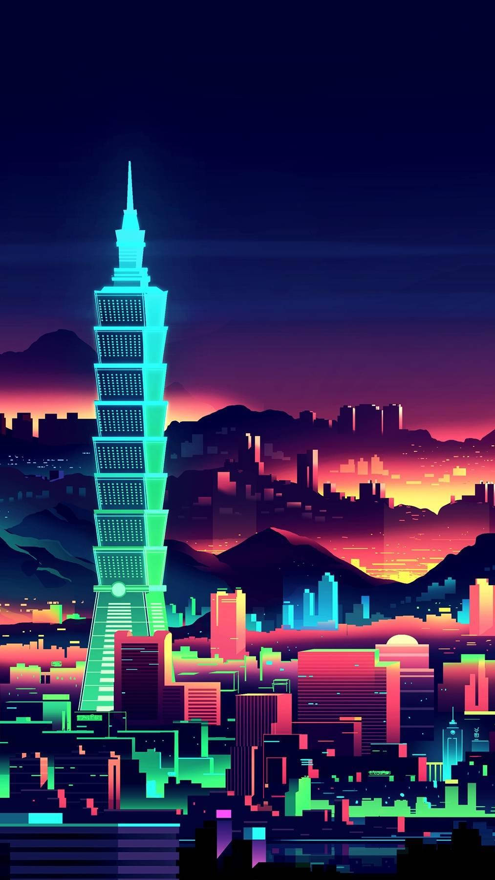 Lo Fi iPhone Ciudad Neón Fondos de pantalla