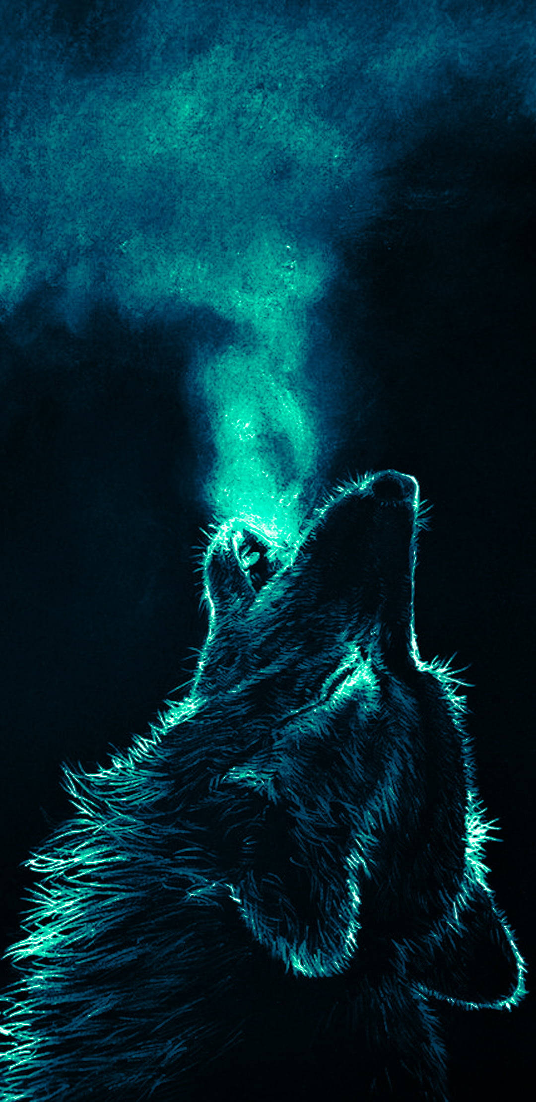 Lobo Anime Aullando Azul Neón Fondos de pantalla