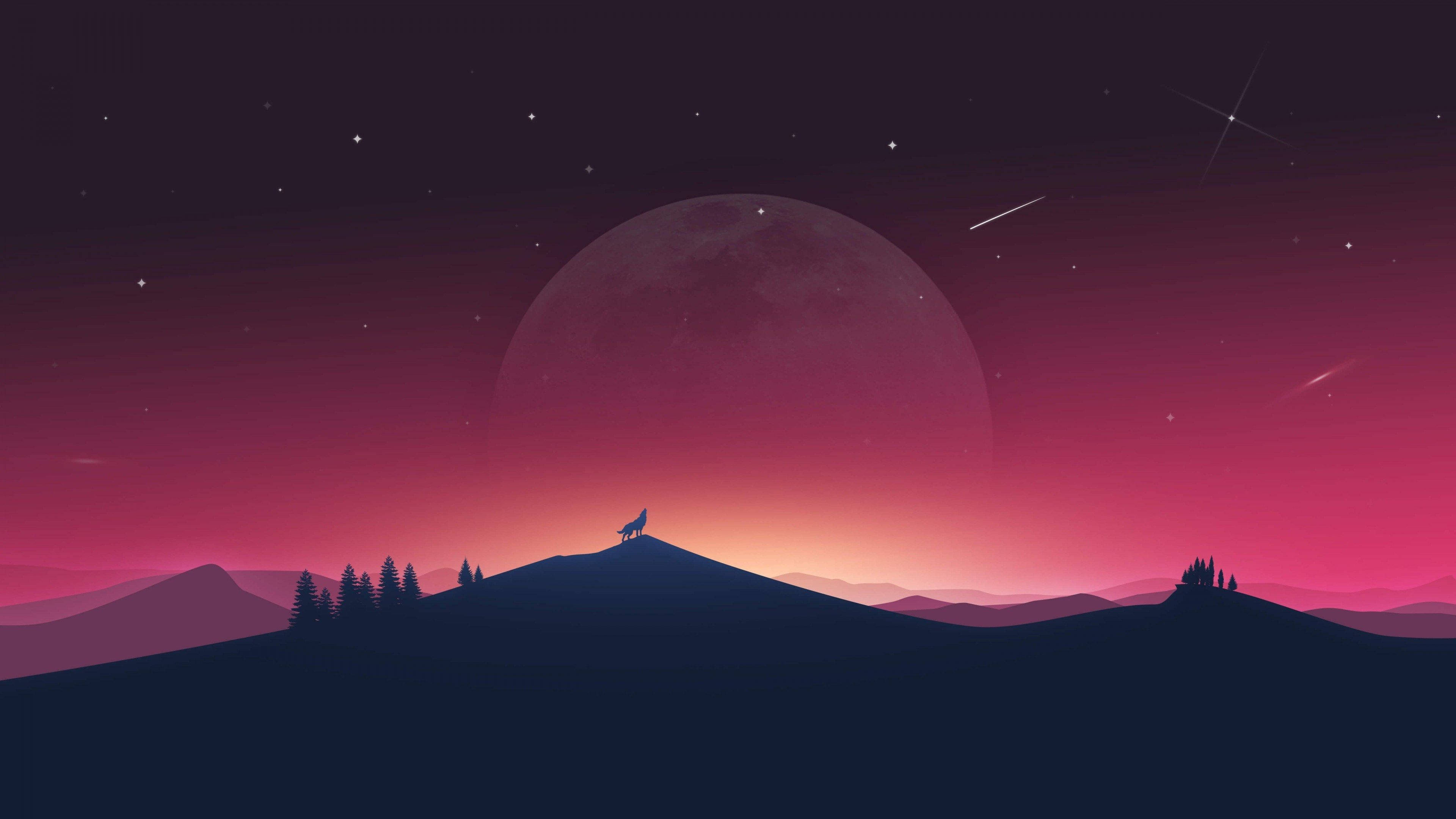 Lobo Aullador Estético en la Montaña Fondos de pantalla