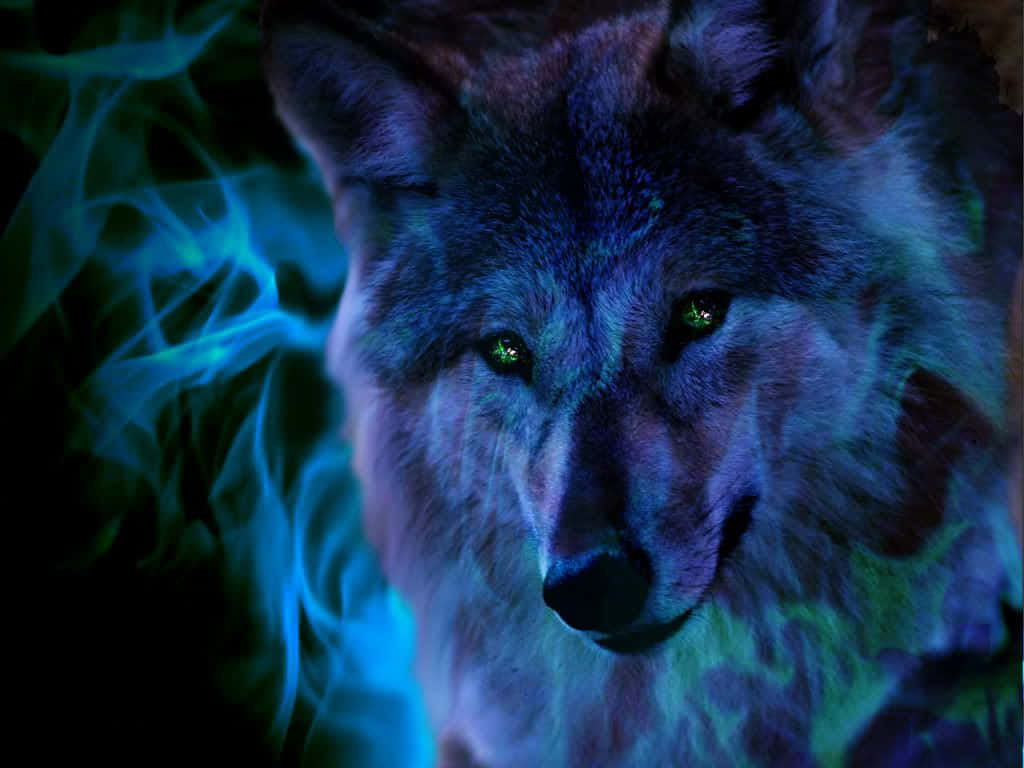 Lobo Azul Frío con Llama Púrpura Fondos de pantalla